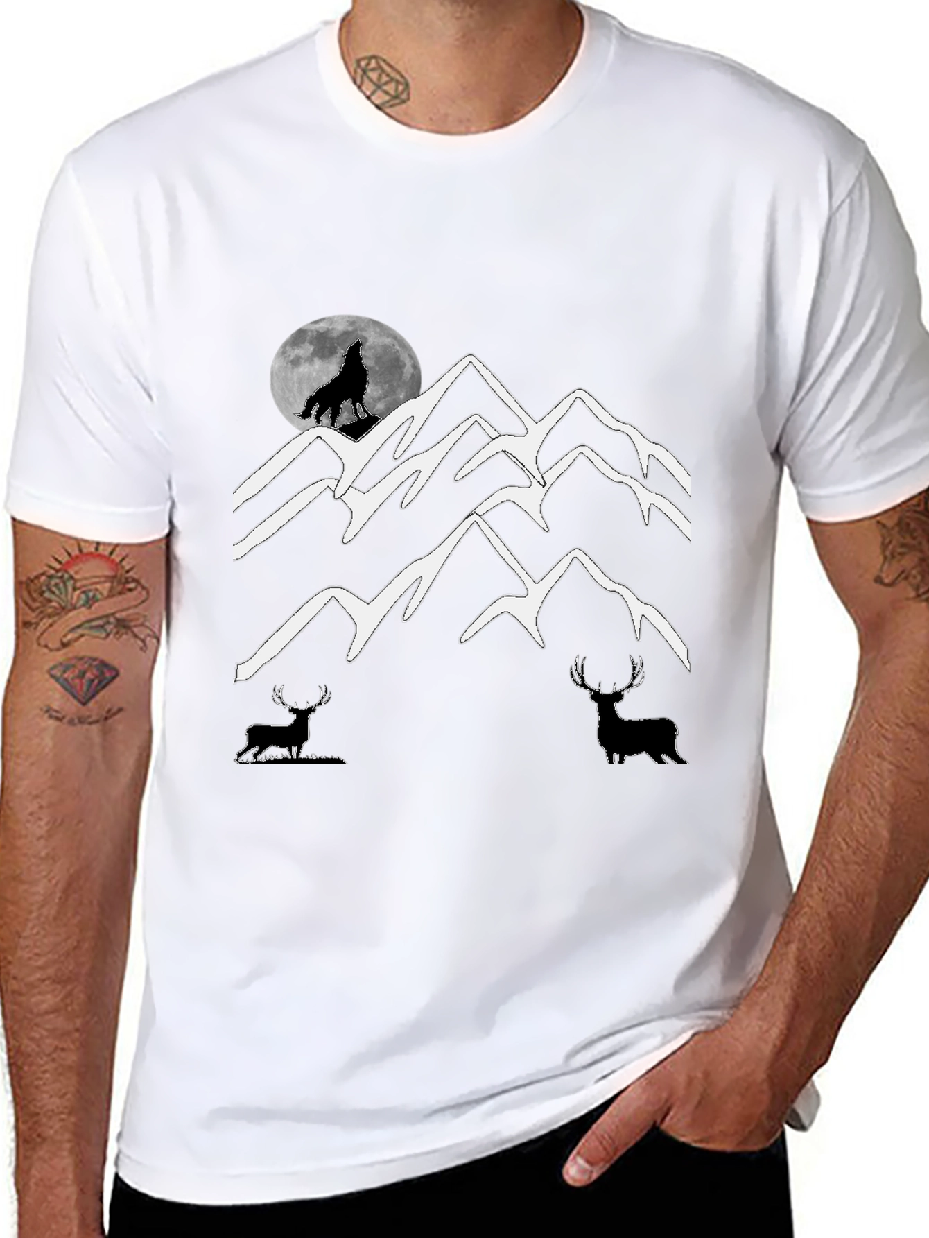 Black Wolf Moon Mountain Graphic Tee view 8