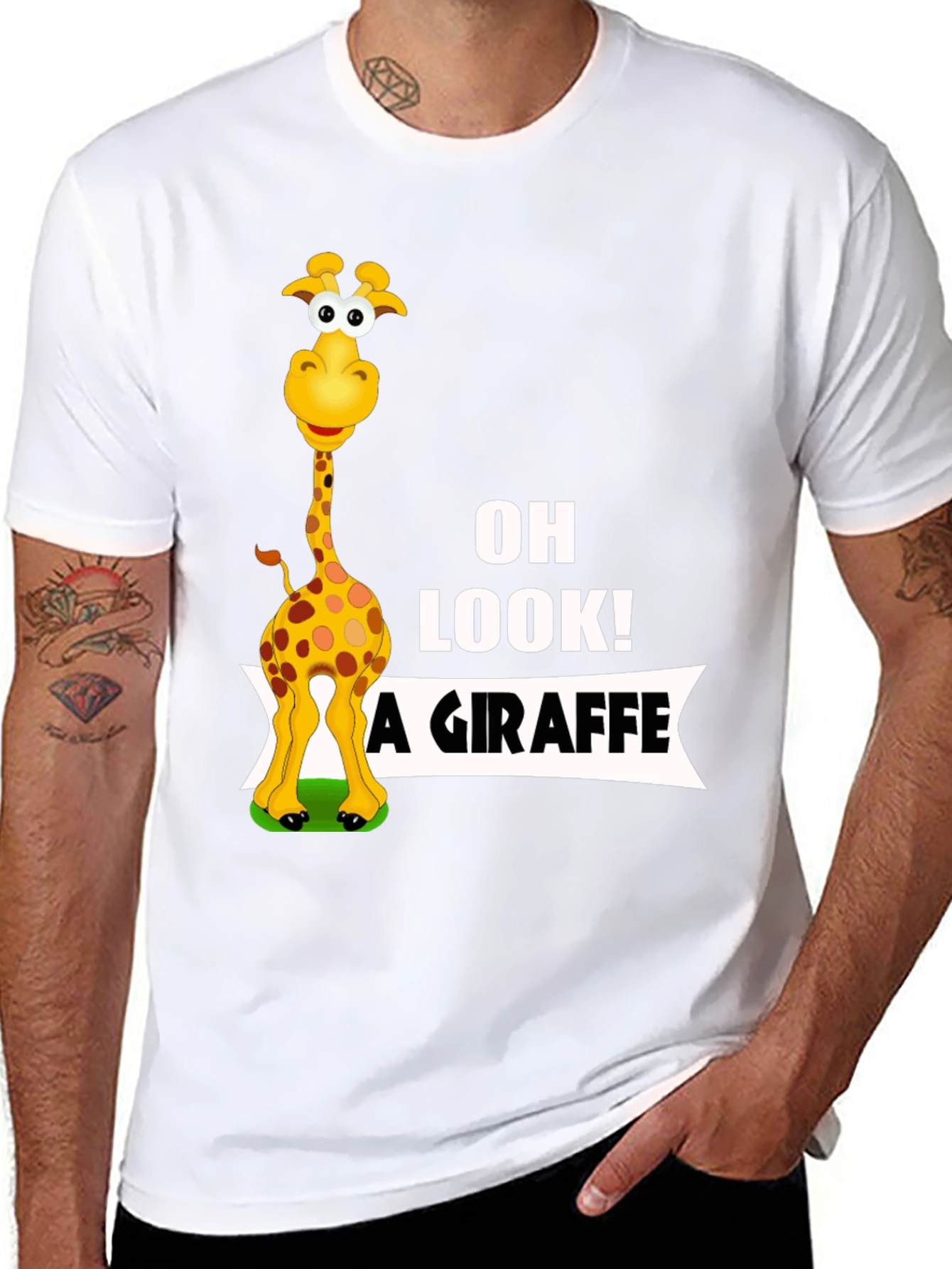 Black Funny Giraffe Graphic Tee - Oh Look! A Giraffe T-Shirt view 8