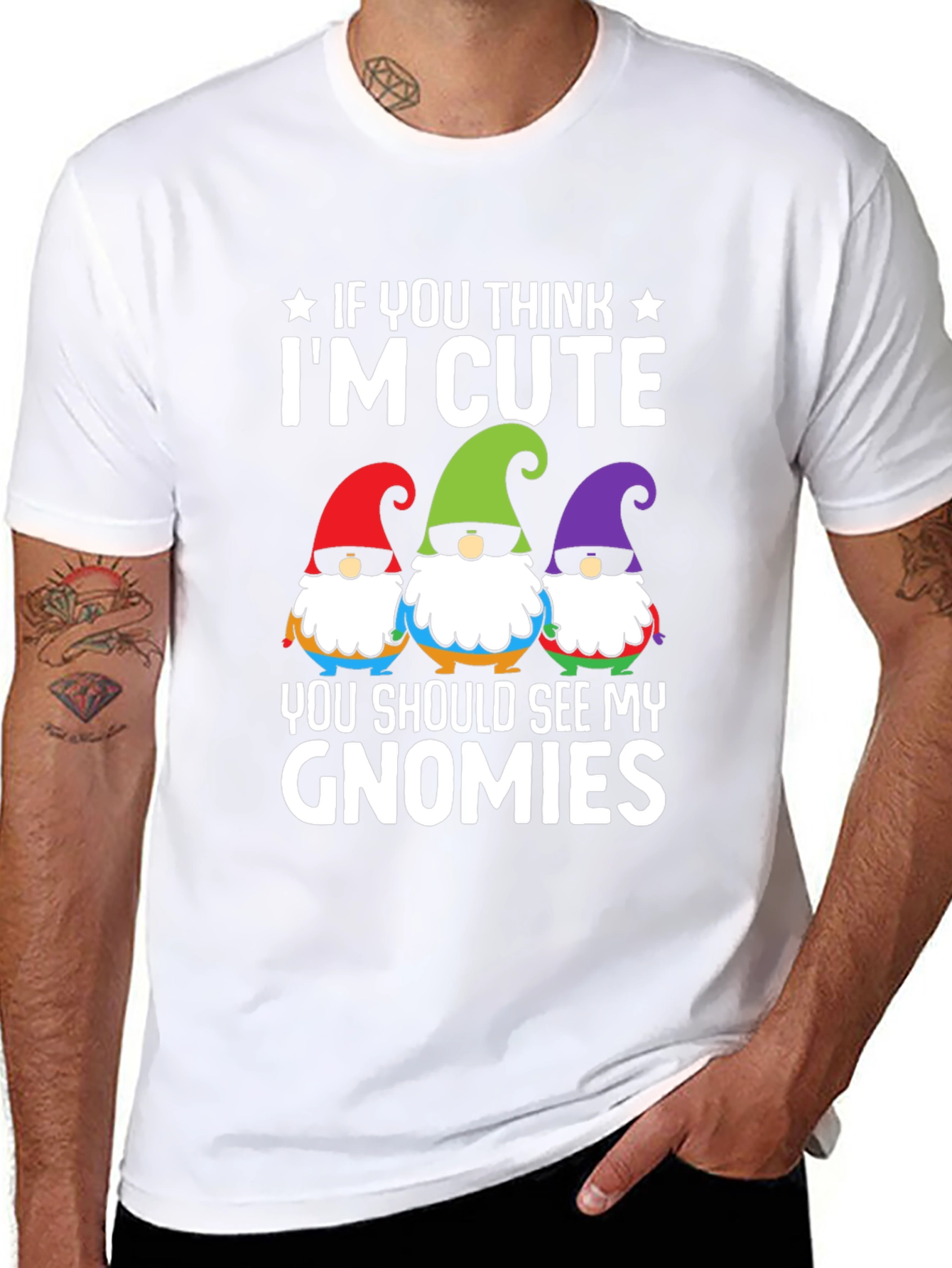 Black Cute Gnomies Graphic T-Shirt view 8
