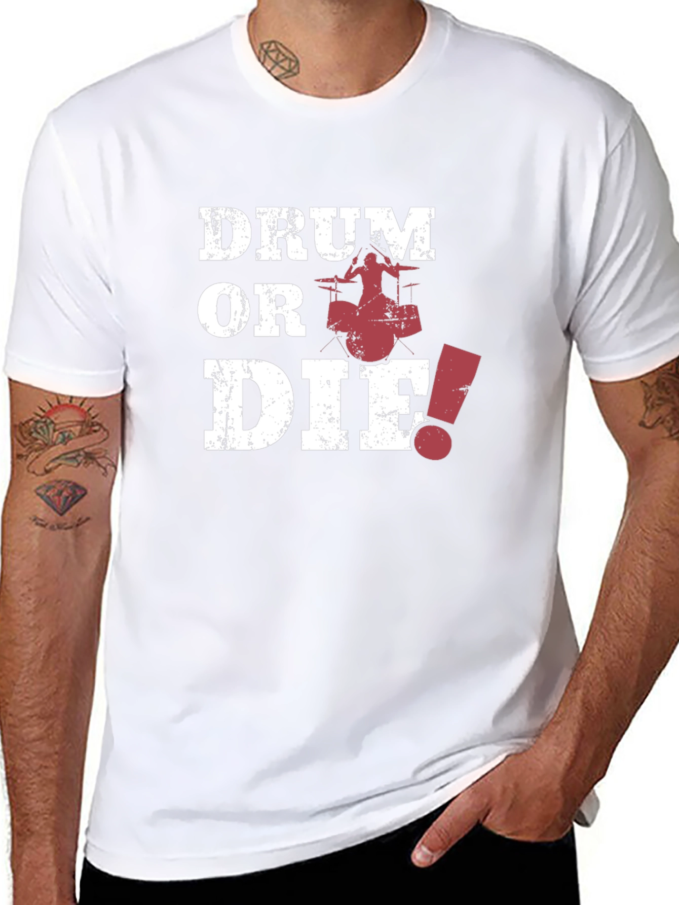 Black Drum or Die! Graphic Print Black T-Shirt view 8