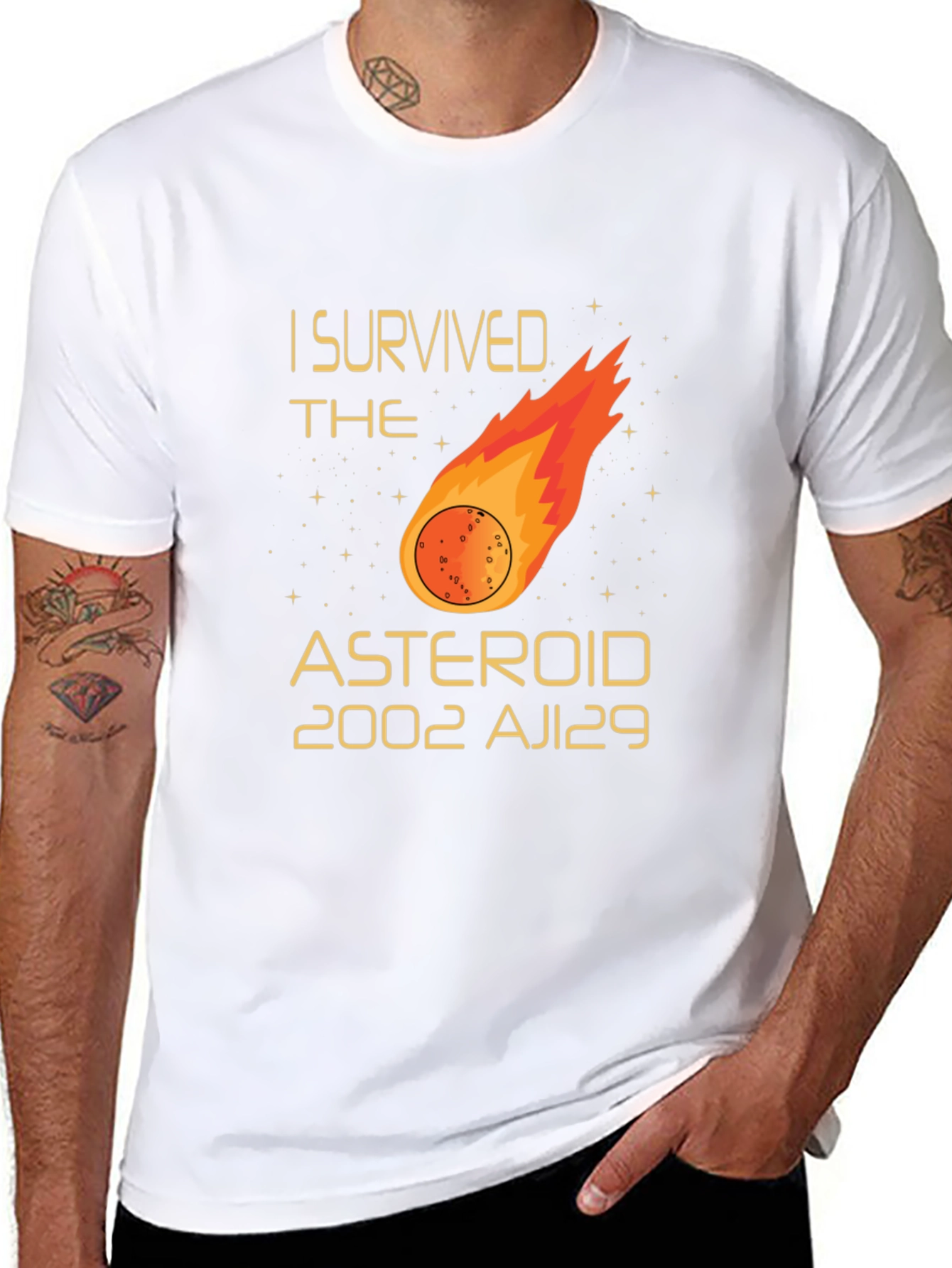 Black I Survived The Asteroid 2002 AJ129 T-Shirt view 8