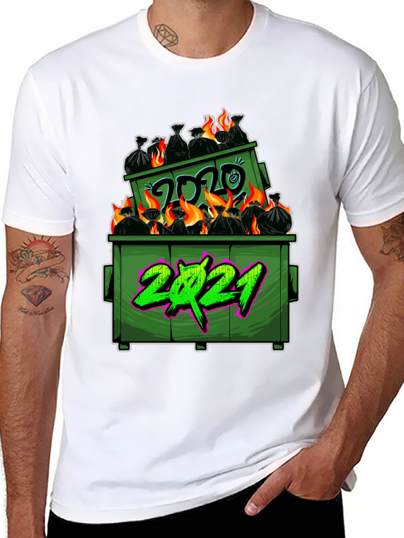 Black Dumpster Fire 2020-2021 Graphic T-Shirt view 8