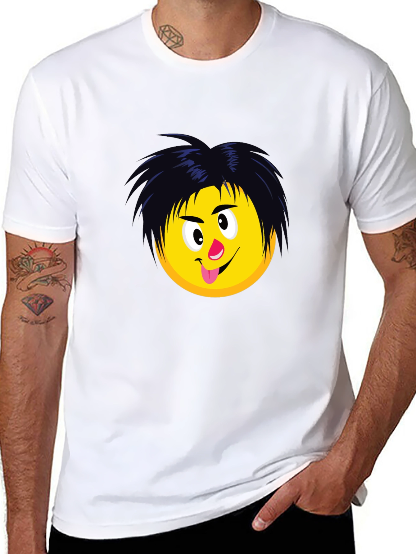 Black Funny Emoji Graphic T-Shirt - Black view 8