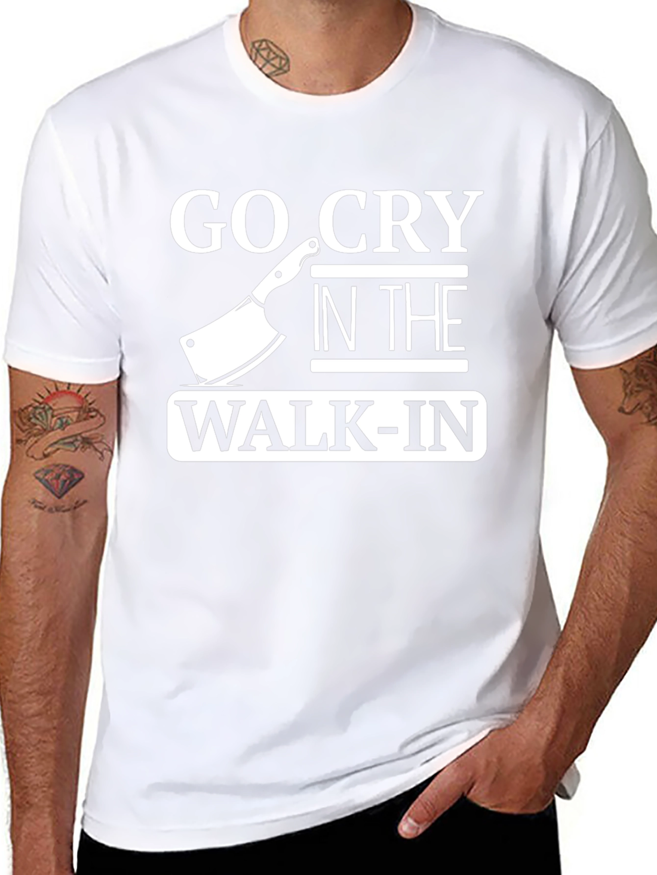 Black Go Cry in the Walk-In T-Shirt, Chef Humor Tee view 8
