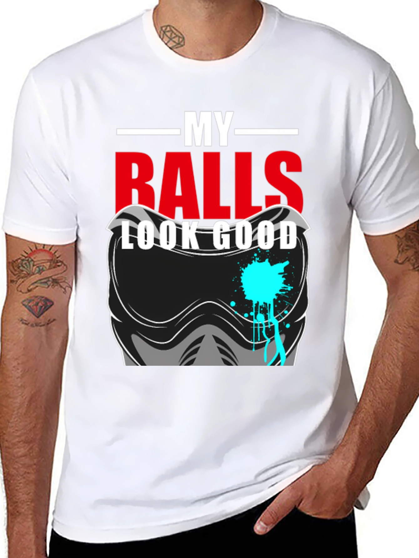Black My Balls Look Good T-Shirt - Funny Paintball Tee view 8