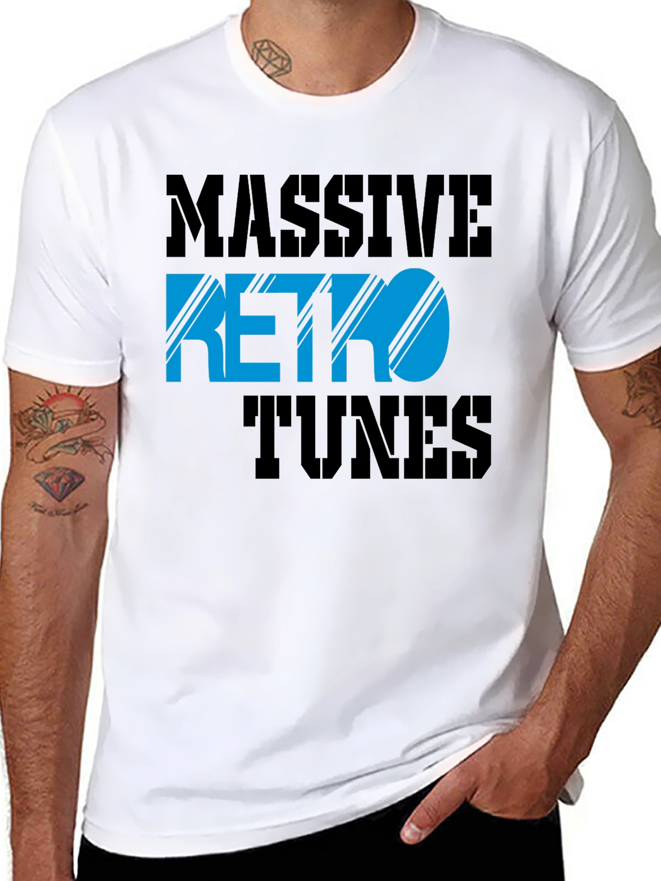 Black Massive Retro Tunes Graphic T-Shirt view 8