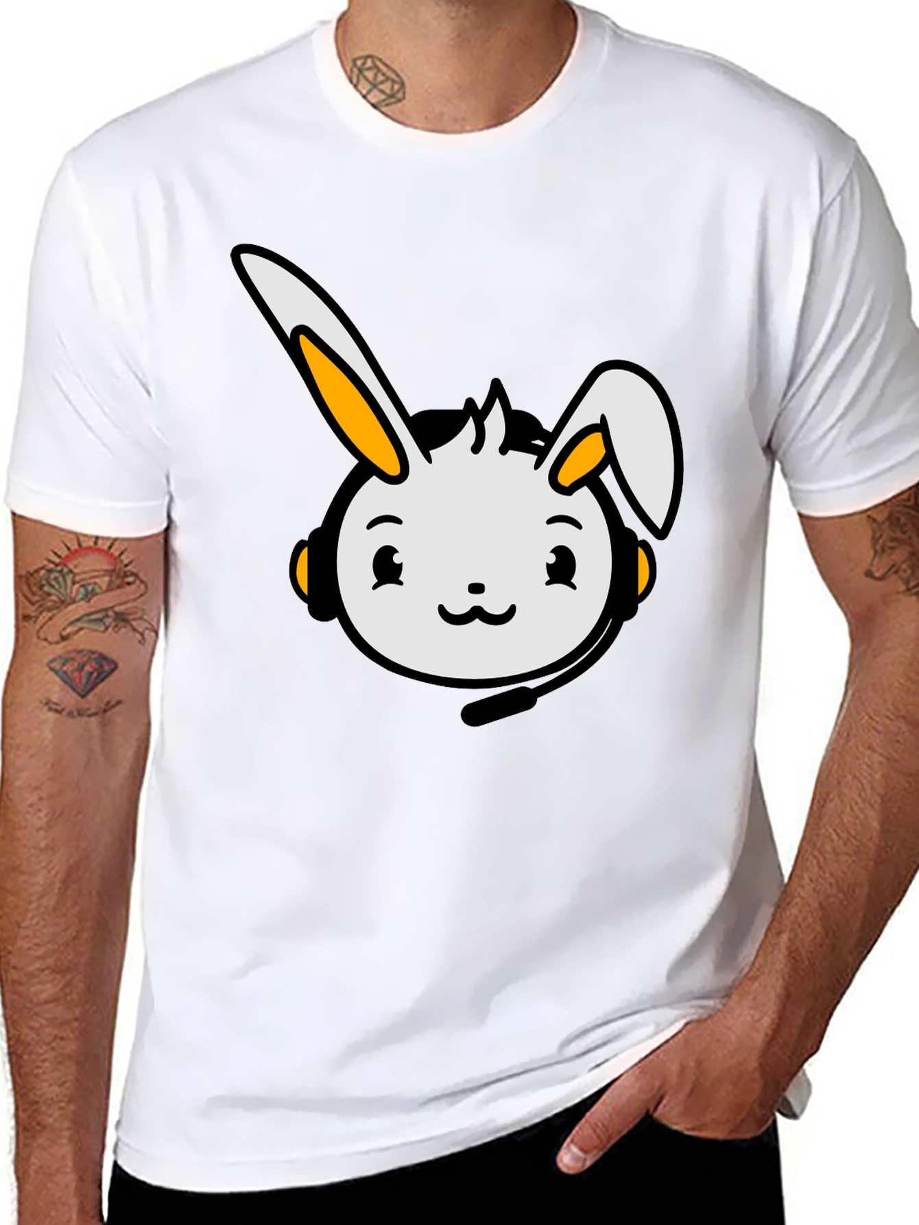 Black Cute Bunny Graphic T-Shirt - Black view 8