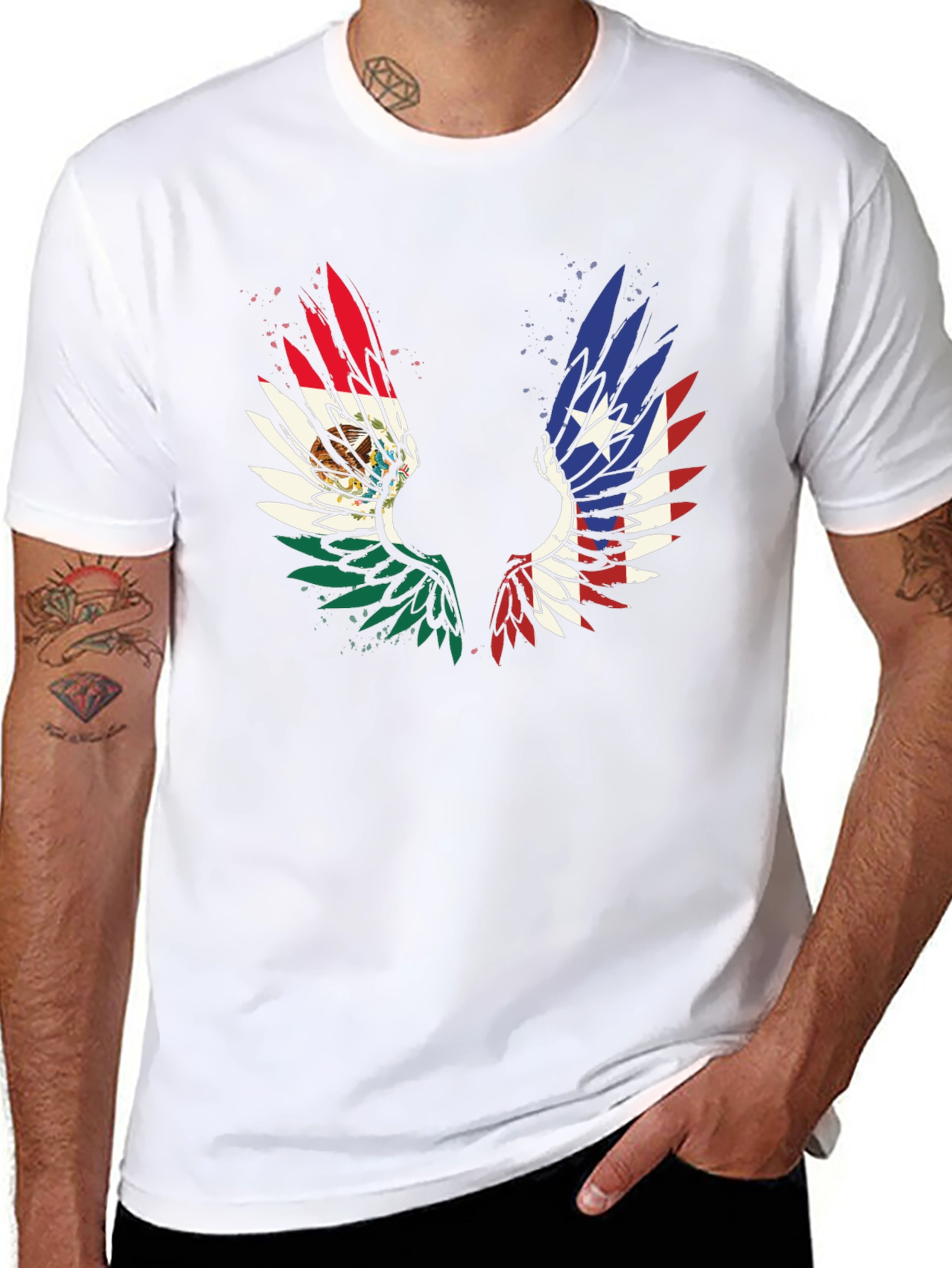 Black Mexico-Texas Wings Graphic T-Shirt view 8