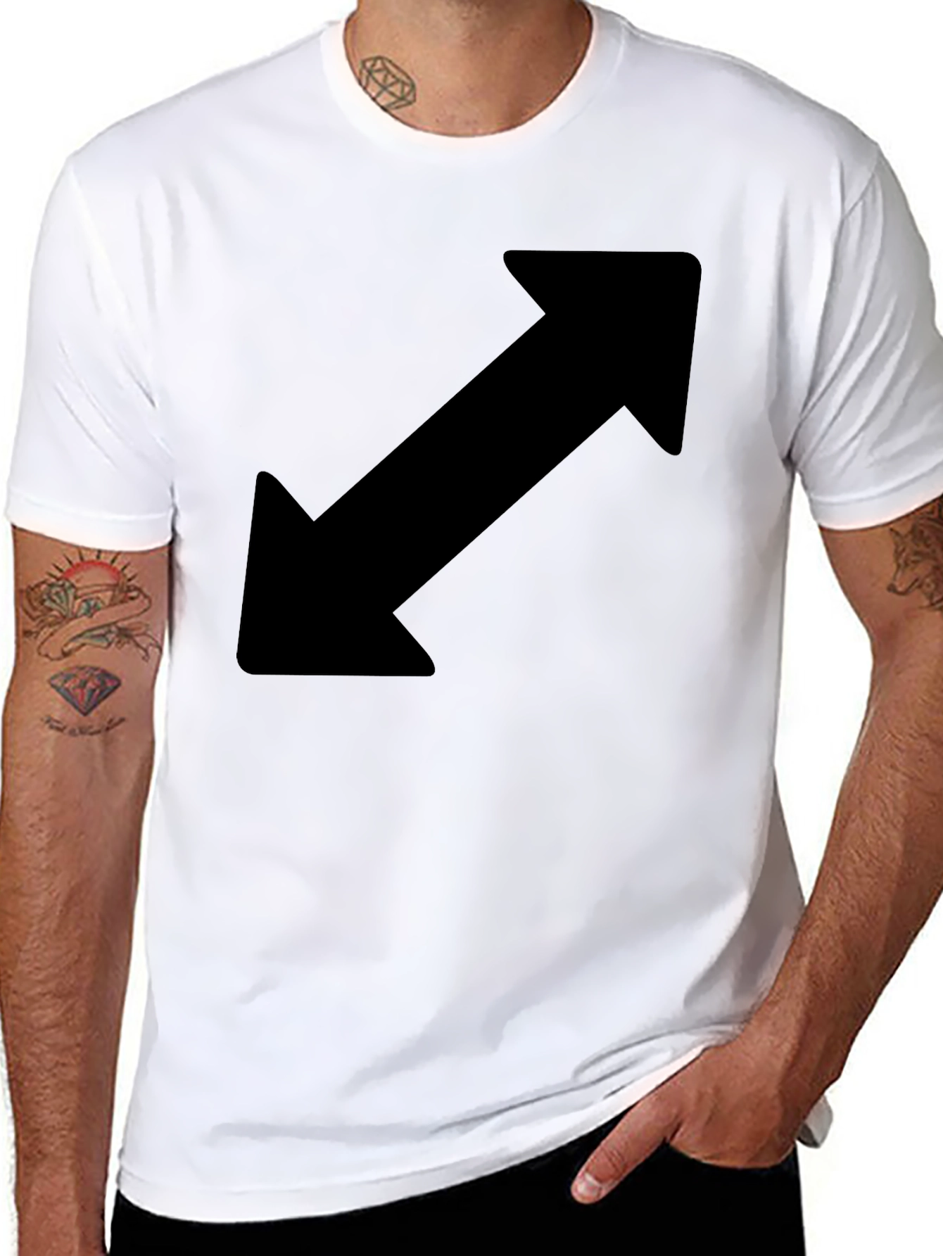 Black Diagonal Arrow Black T-Shirt view 8