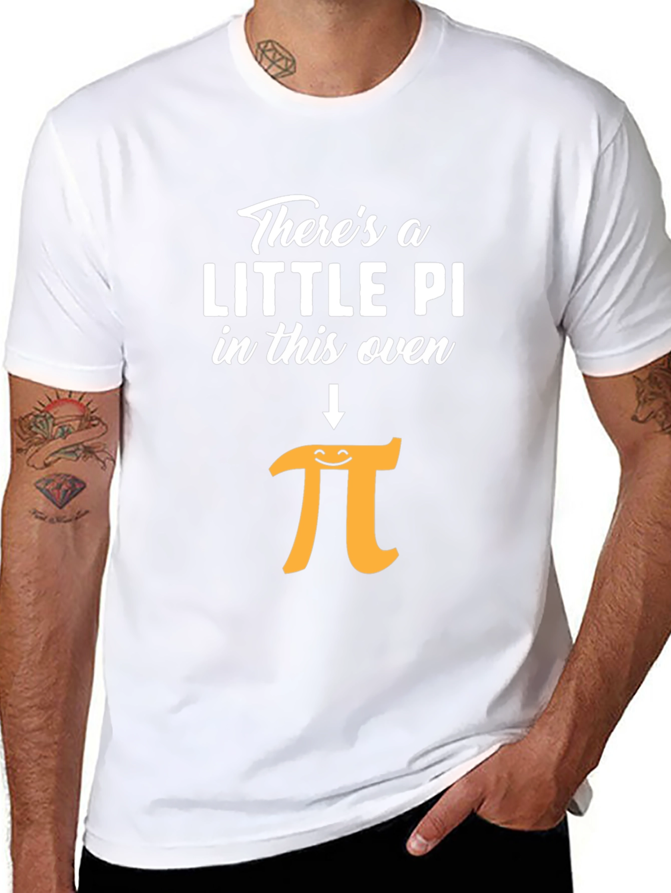 Black Funny "Little Pi in This Oven" Pregnancy Announcement Shirt view 8