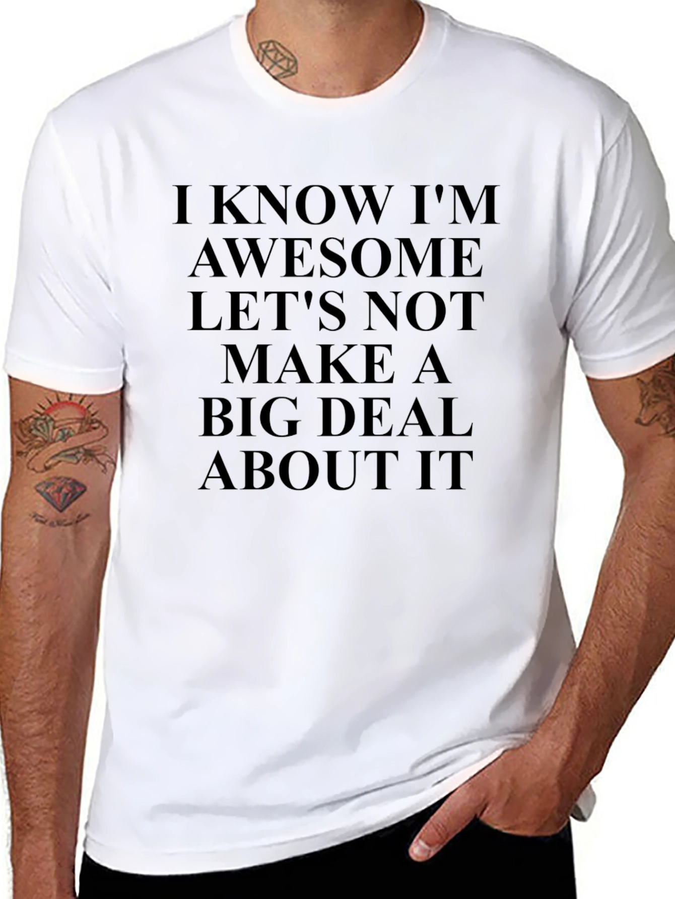 Black Awesome T-Shirt - Funny Slogan Tee for Men view 8