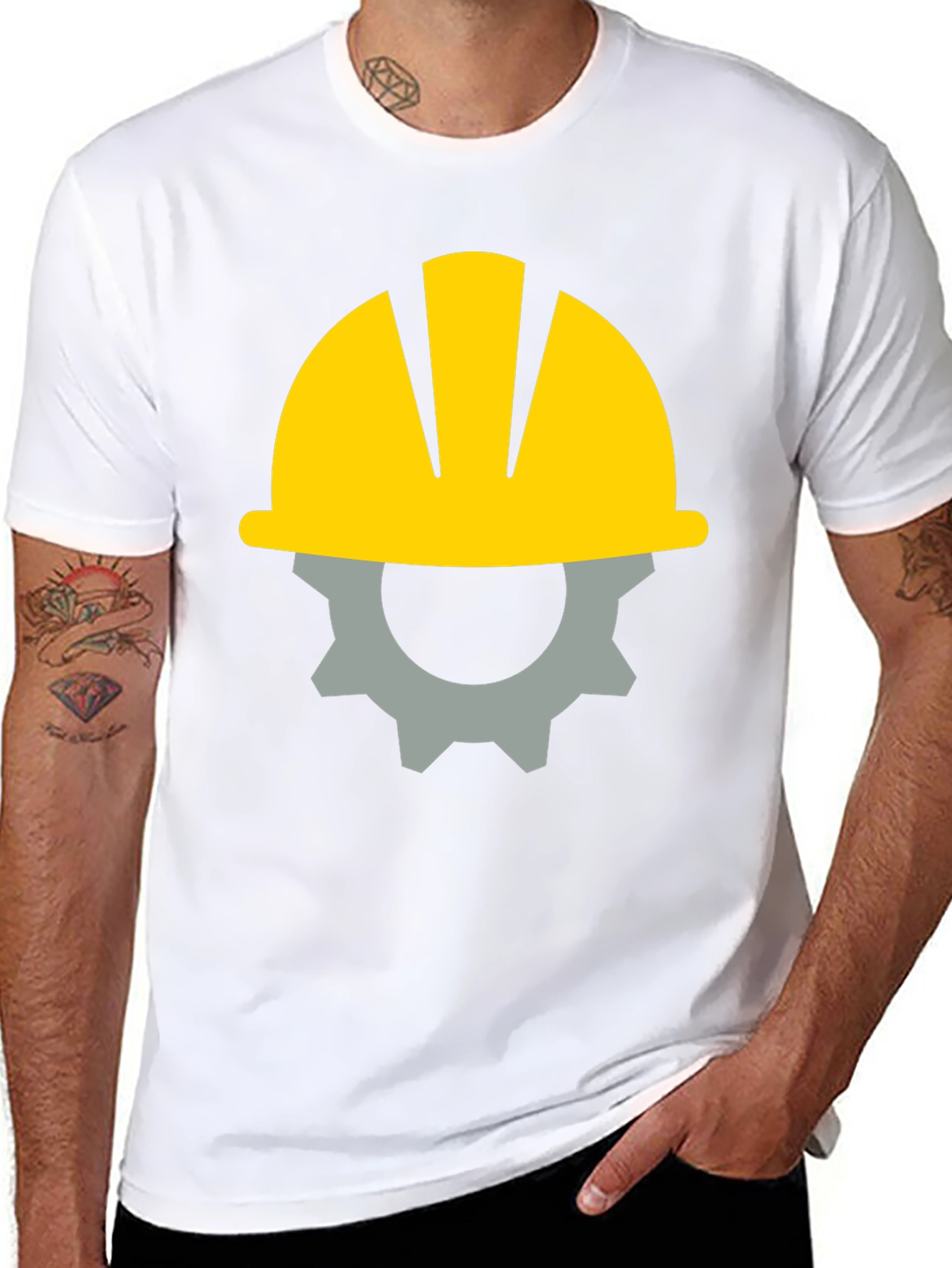 Black Construction Worker Graphic Tee - Black view 8
