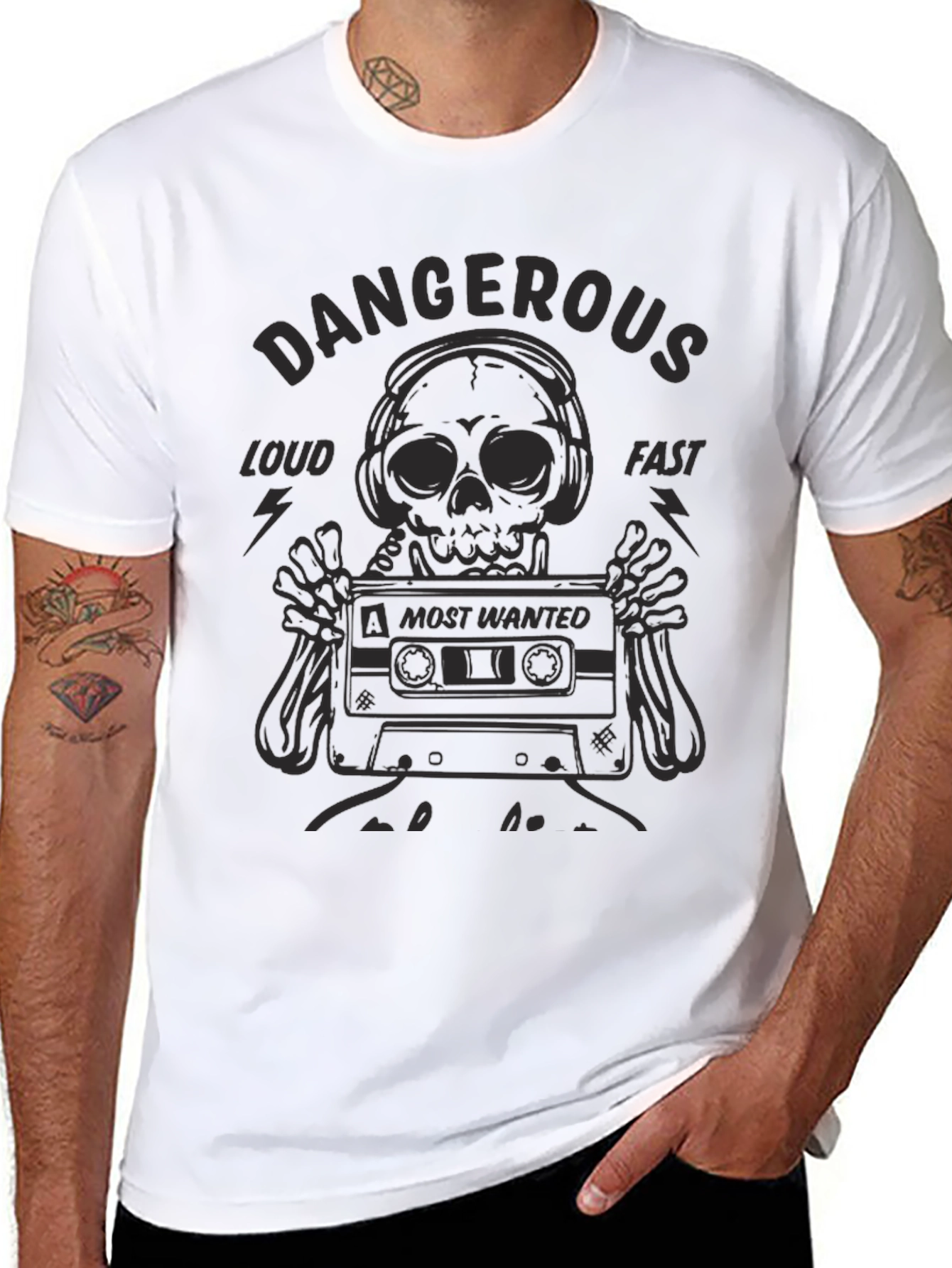 Dangerous Loud Fast Graphic Tee - Skull & Cassette - 8