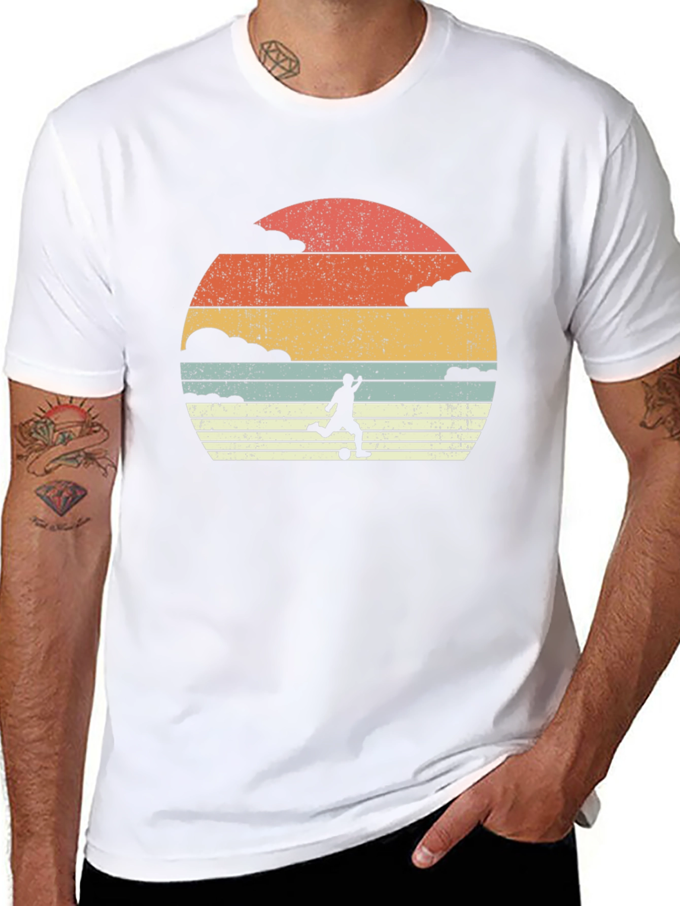 Black Vintage Soccer Sunset Graphic Tee view 8