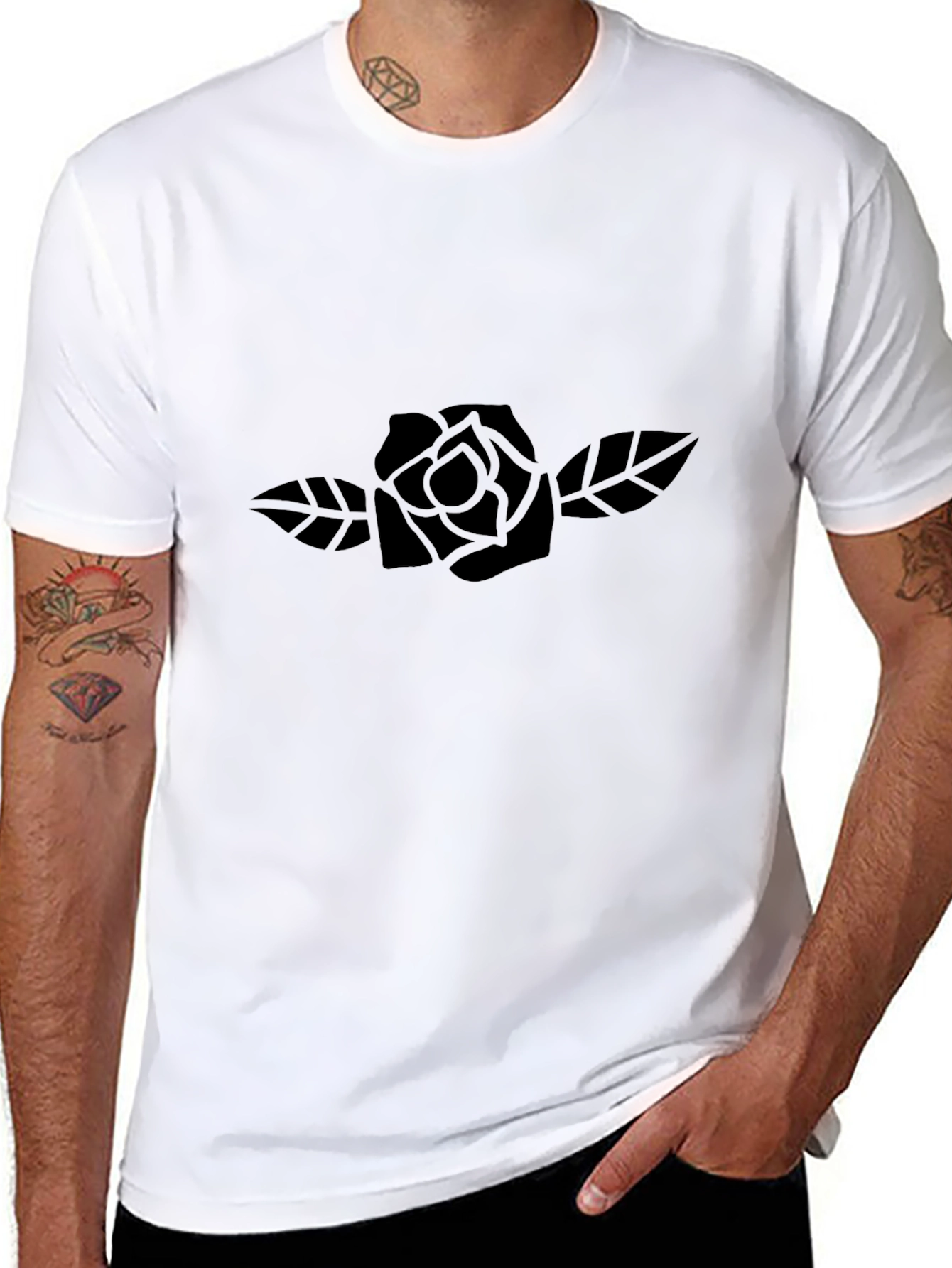 Black Men's Black Rose Graphic Tee - Classic Fit view 8