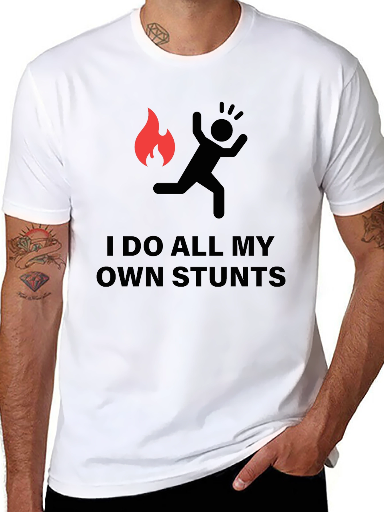 Black I Do All My Own Stunts Graphic Tee - Black view 8
