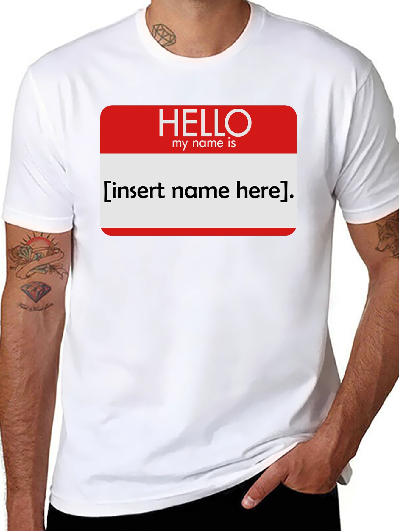Black Funny Name Tag T-Shirt - Insert Your Name Here! view 8