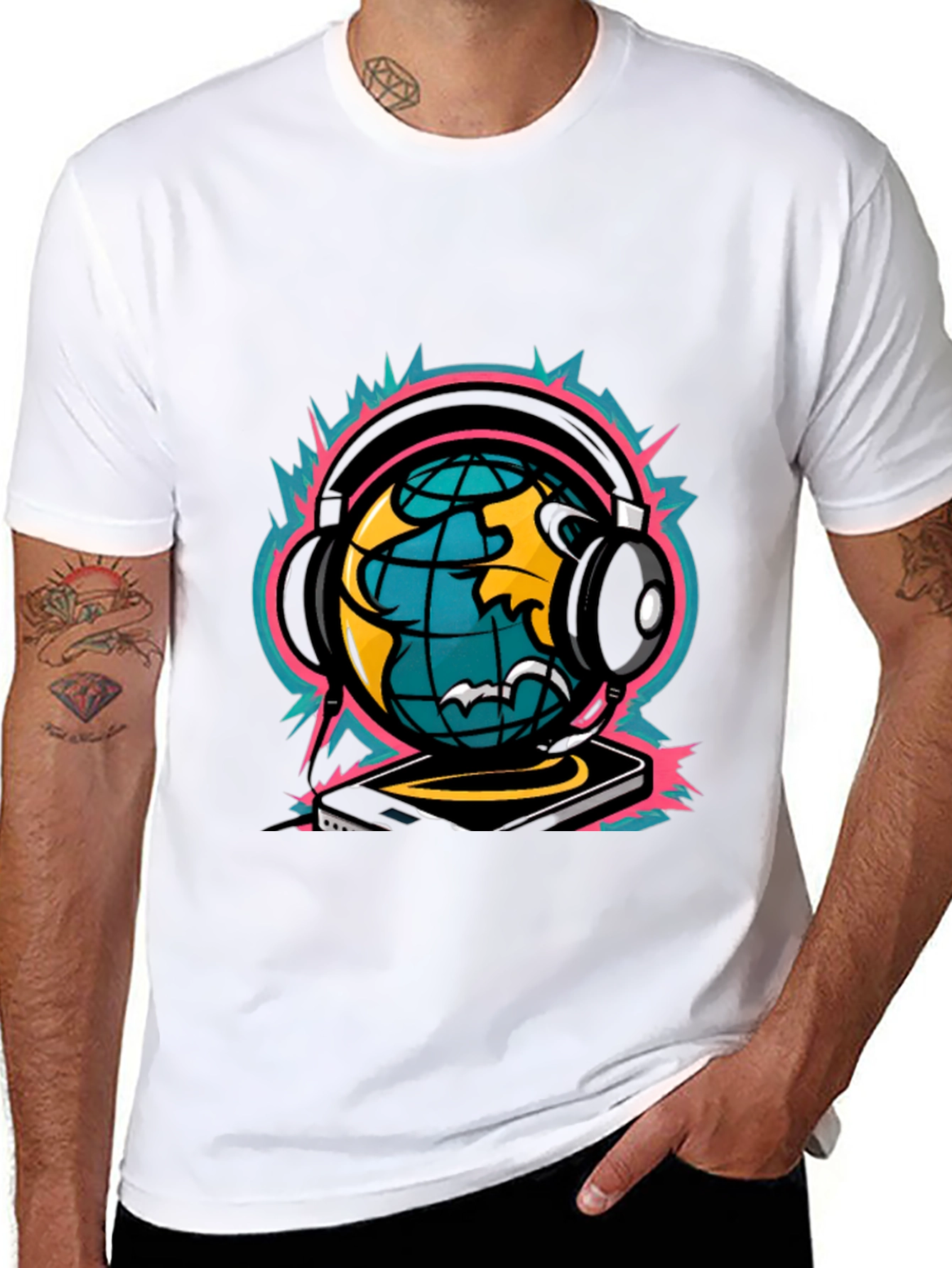 Black DJ World Graphic Tee - Black view 8