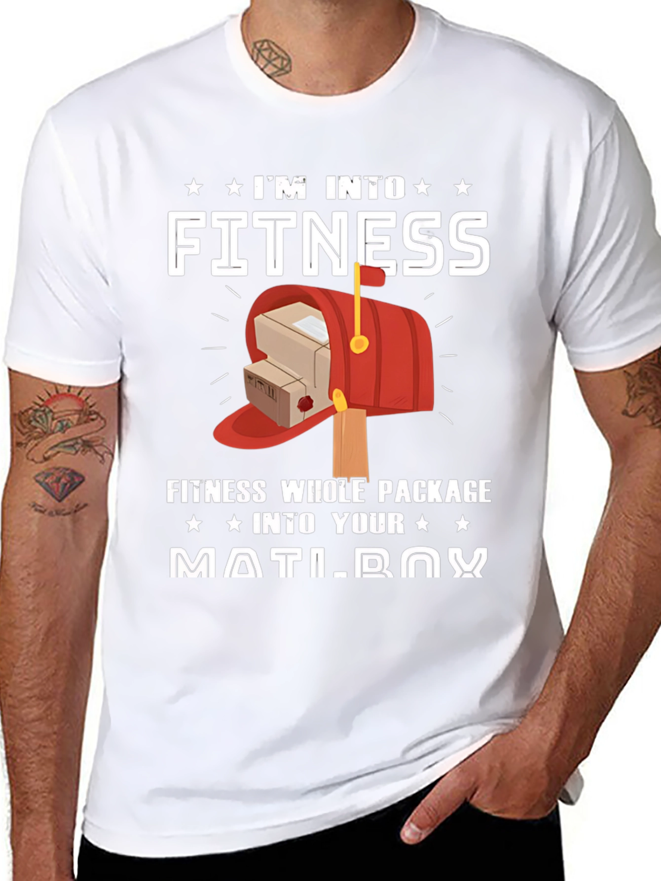 Black I'm Into Fitness Mailbox T-Shirt view 8