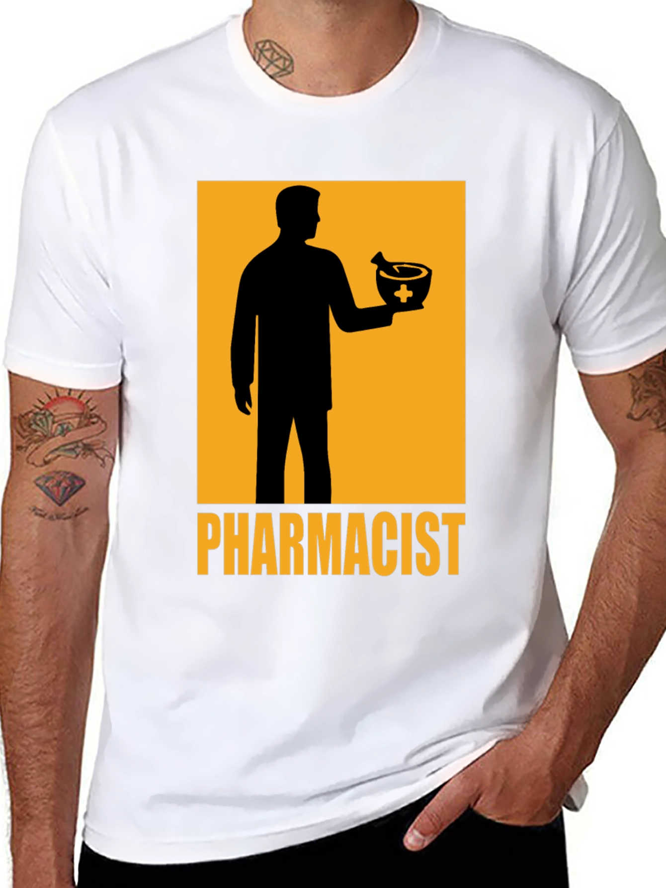 Black Pharmacist Graphic T-Shirt - Black Cotton Tee view 8