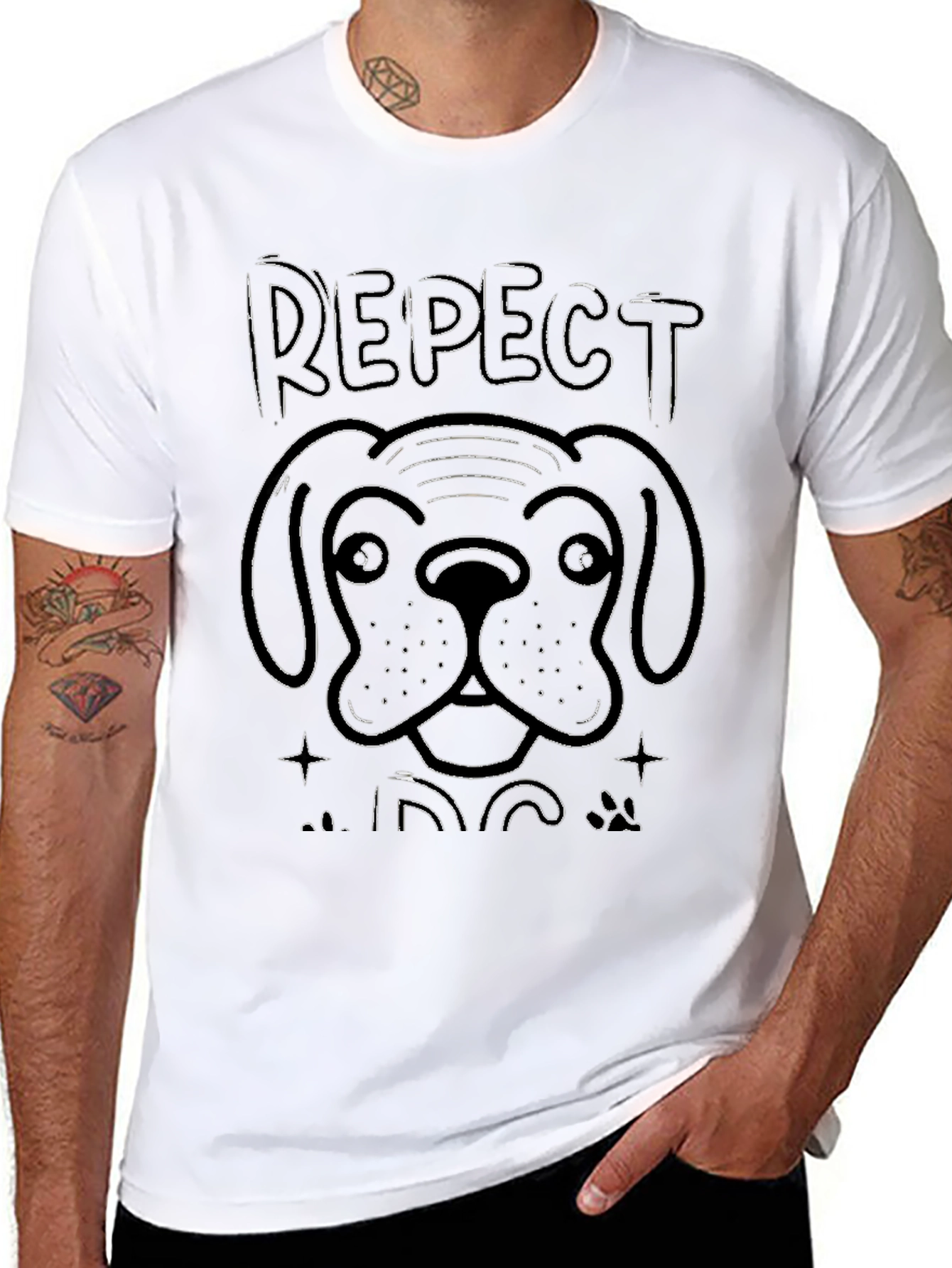 Black Respect Dog Graphic Tee - Men's Black T-Shirt view 8