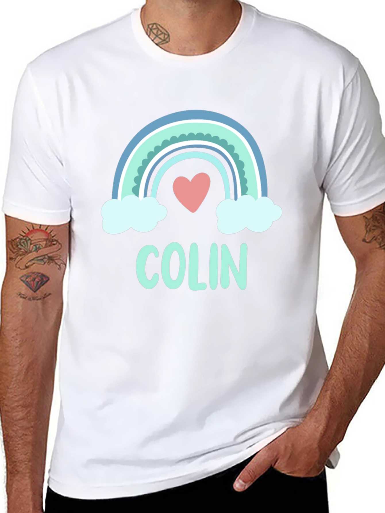 Black Colin Rainbow Heart Graphic T-Shirt - Soft Cotton Blend view 8