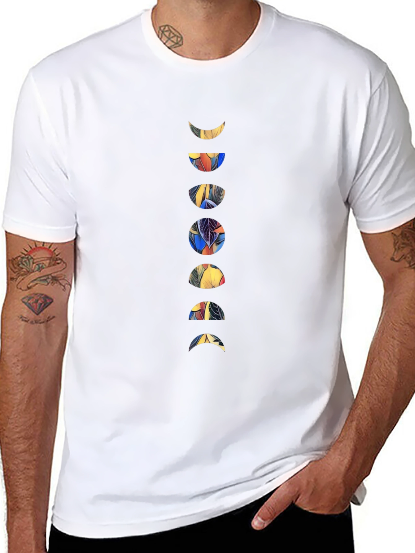 Black Moon Phases Graphic Black T-Shirt view 8