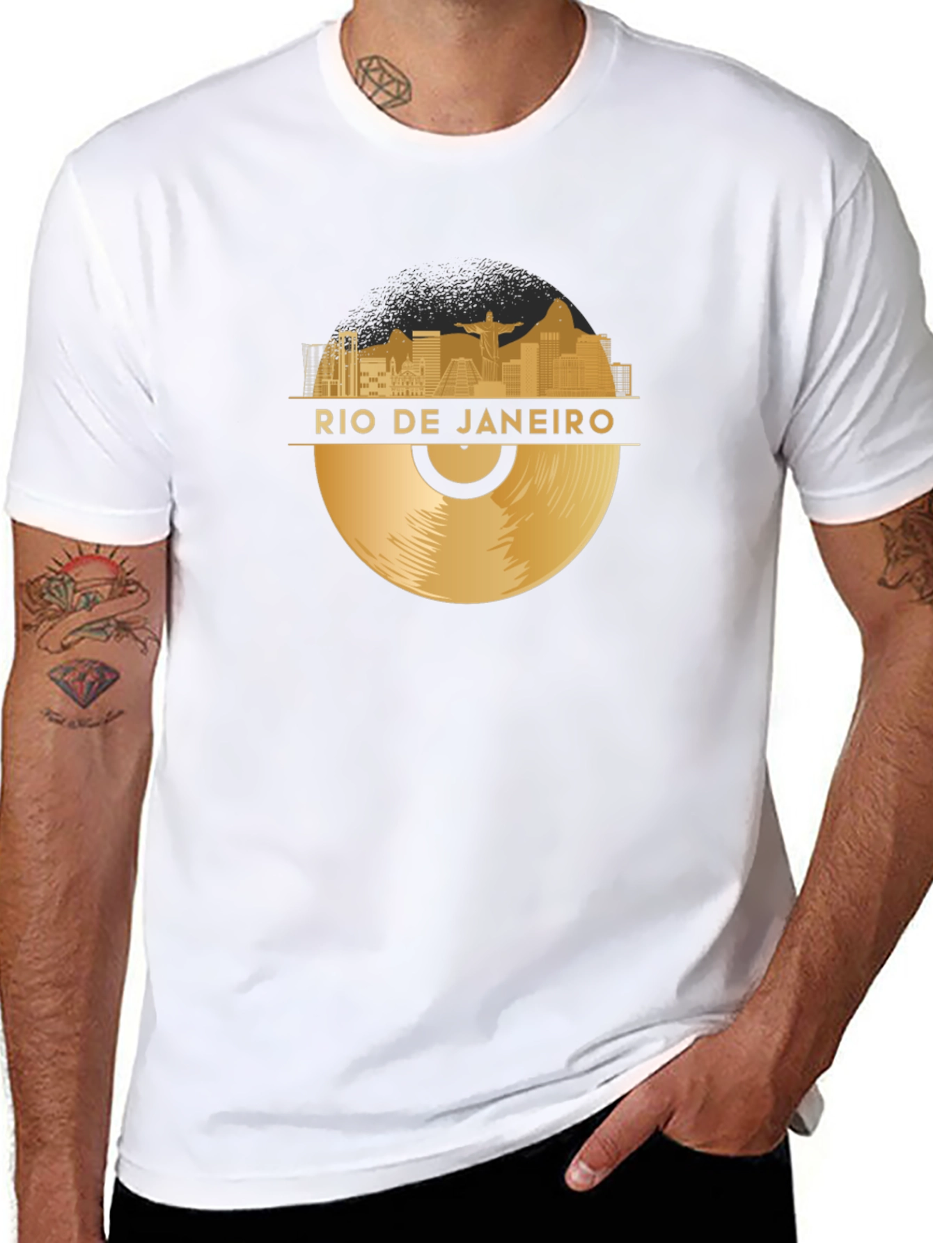 Black Rio de Janeiro Vinyl Graphic T-Shirt - Black view 8