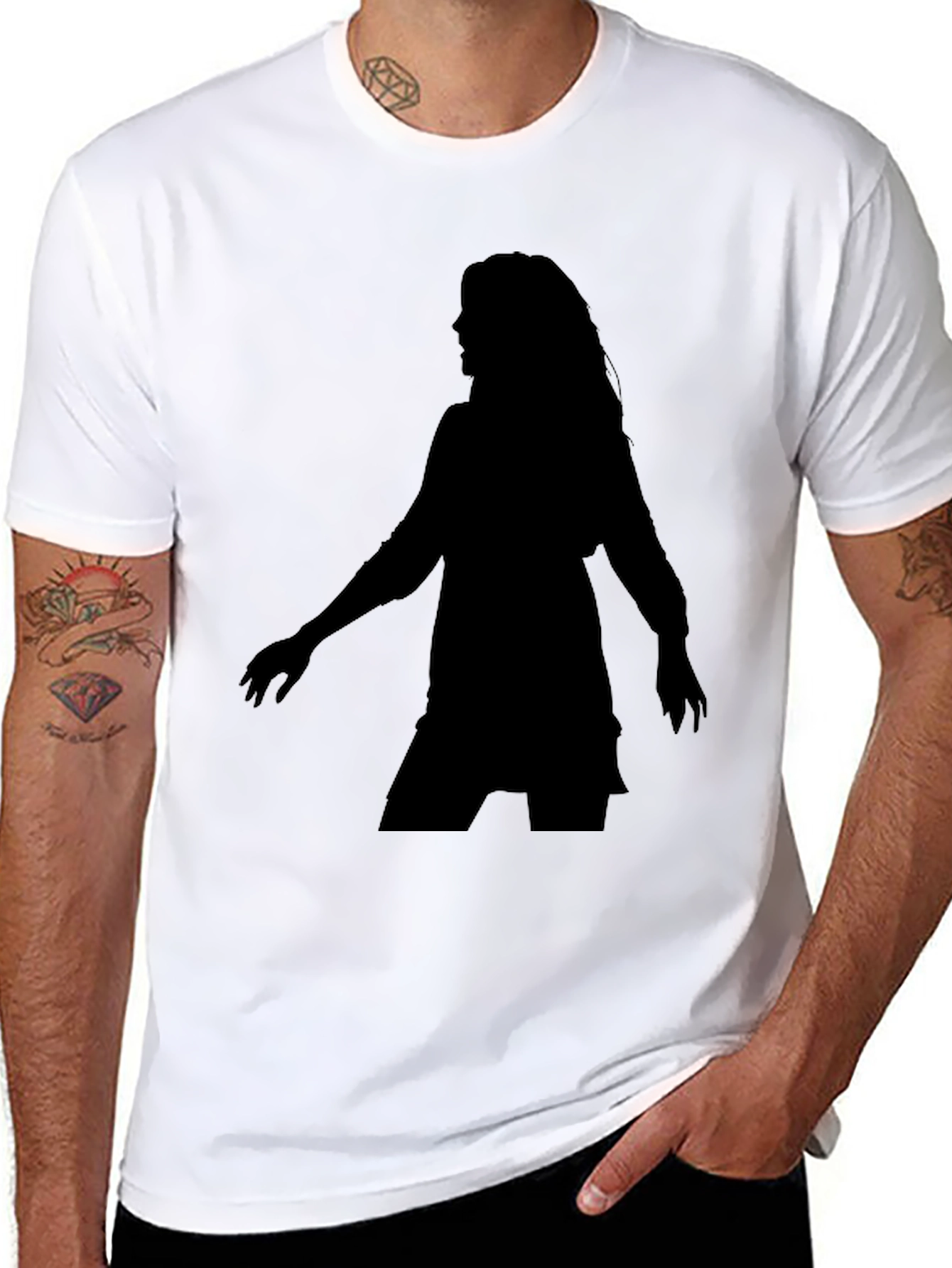 Black Silhouette Tee - Woman Figure Black T-Shirt view 8