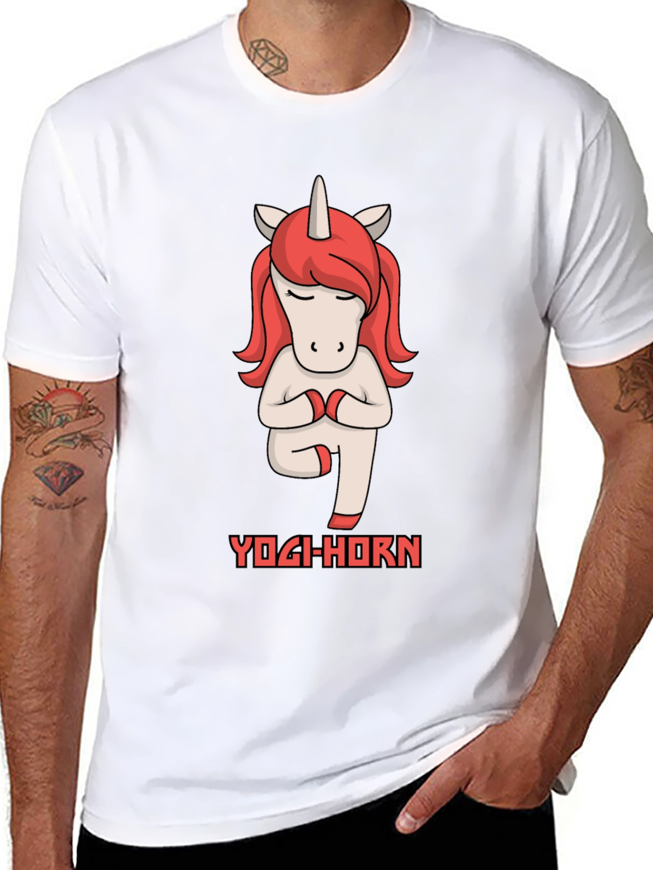 Black Yogi-Horn Unicorn T-Shirt view 8