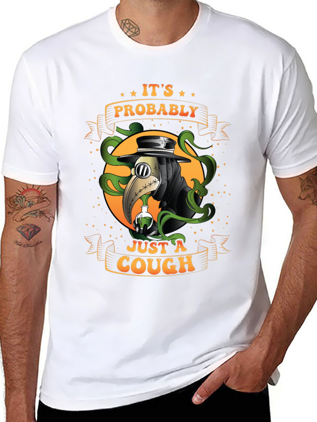 Black It's Probably Just A Cough T-Shirt view 8