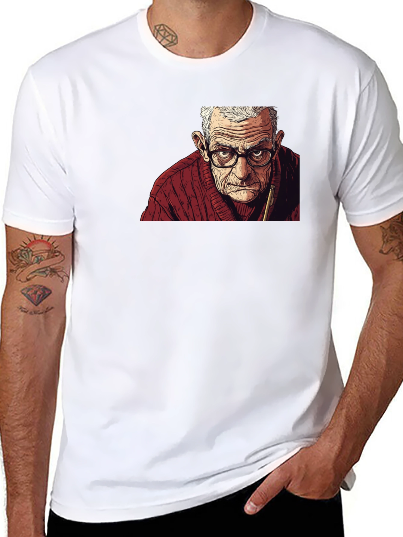 Black Grumpy Old Man Graphic Tee view 8