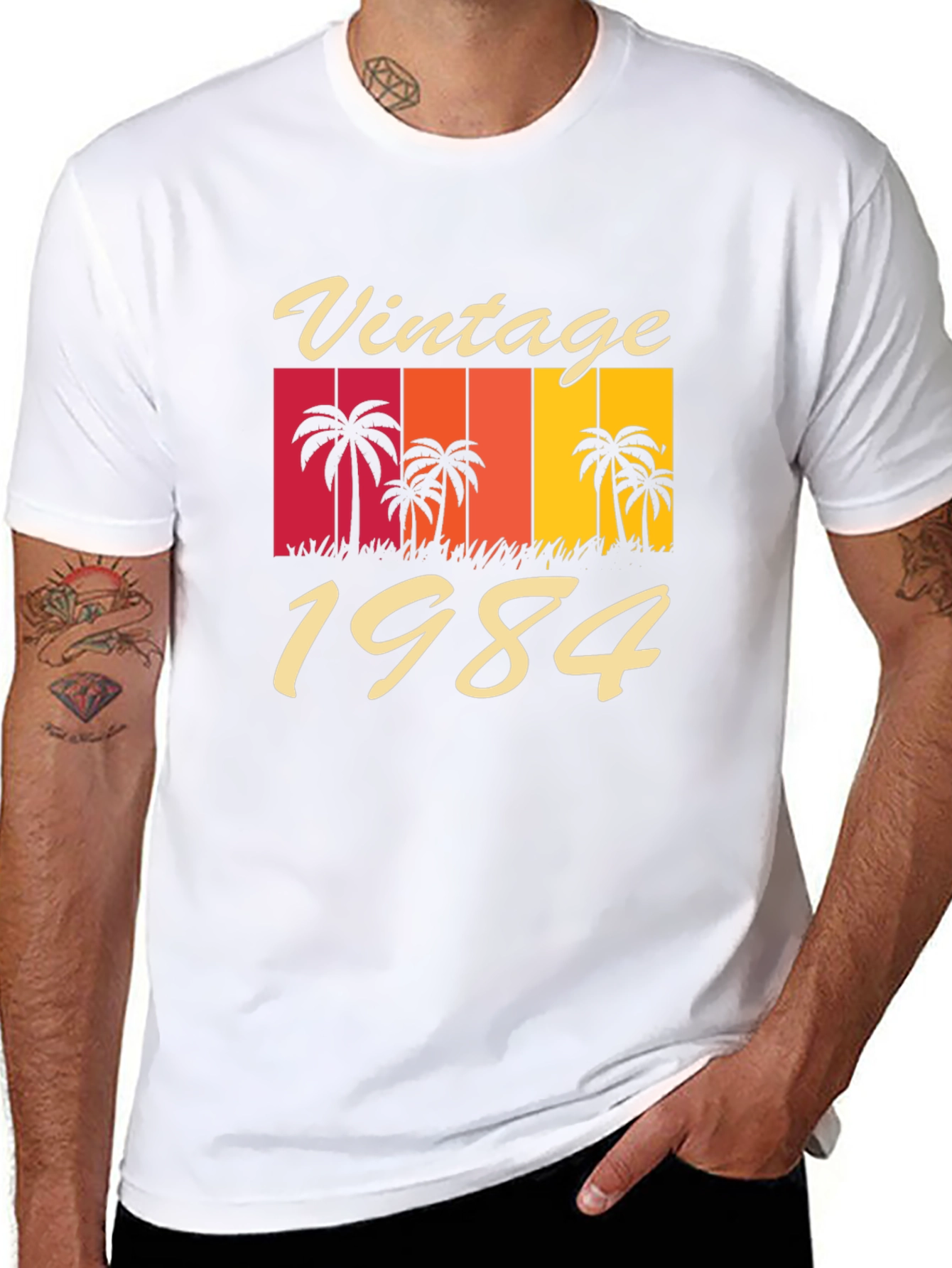 Black Vintage 1984 Palm Tree Graphic T-Shirt view 8