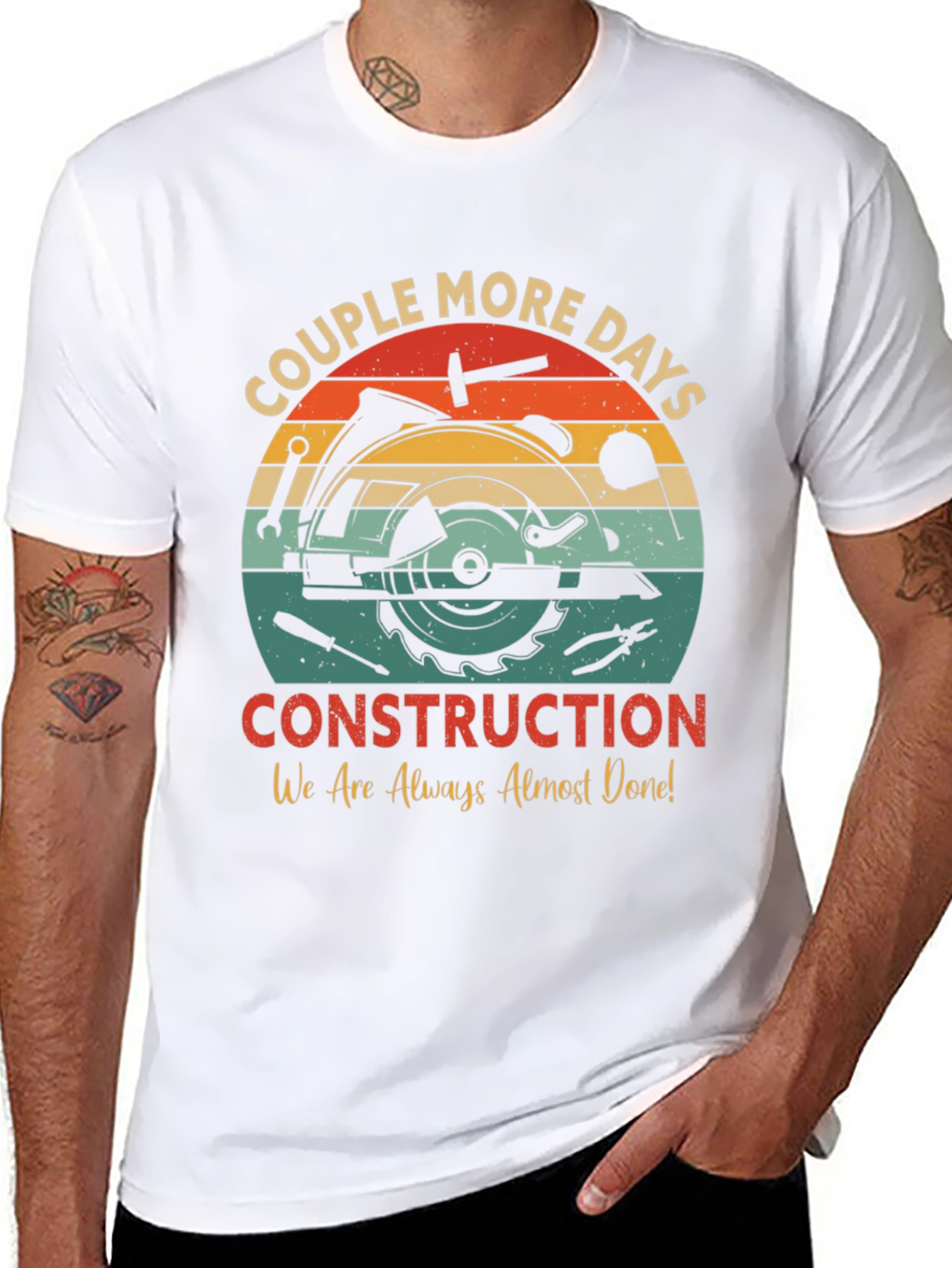 Black Construction T-Shirt: Couple More Days Design view 8