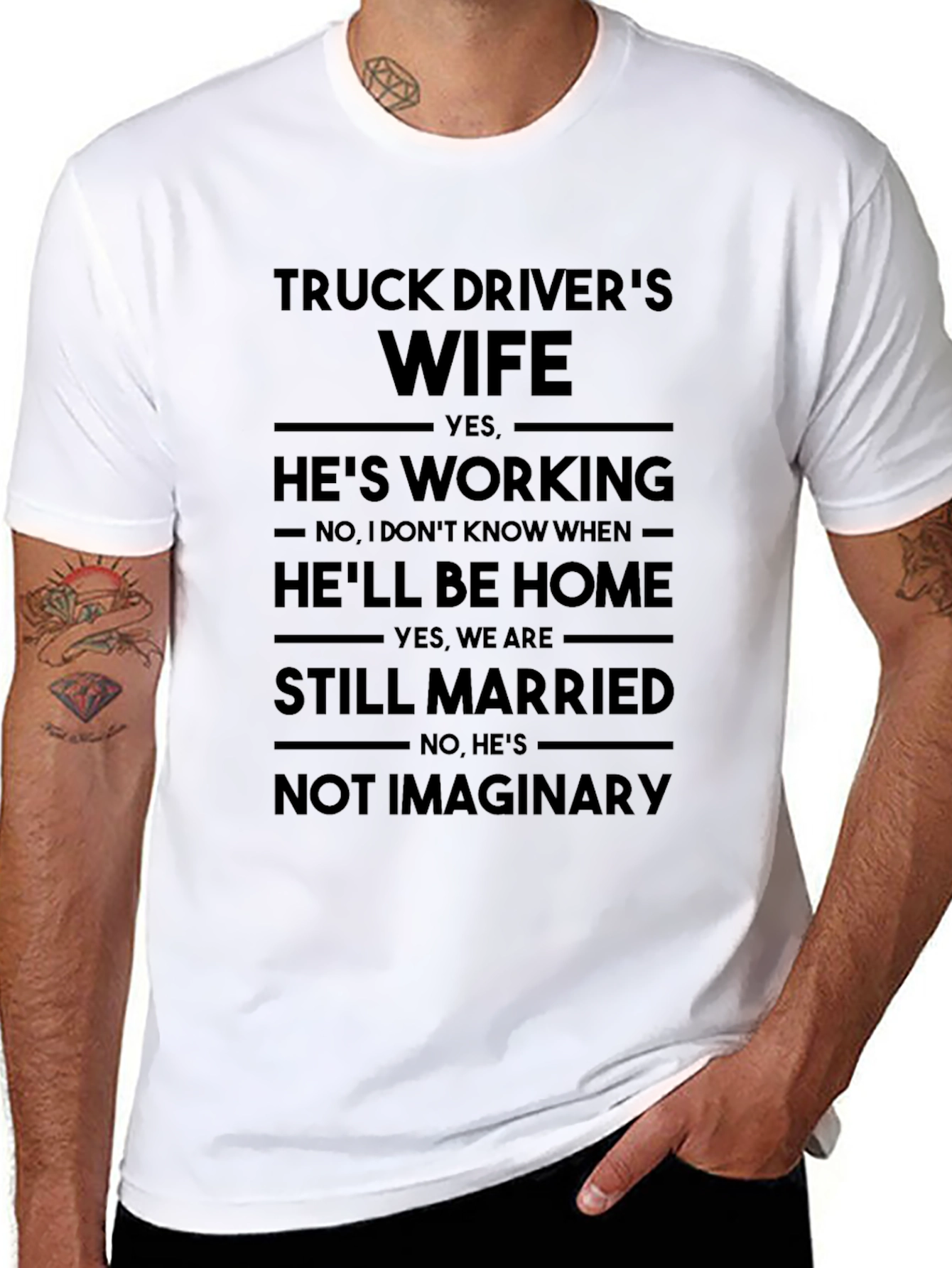 Black Truck Driver's Wife Funny Graphic T-Shirt view 8