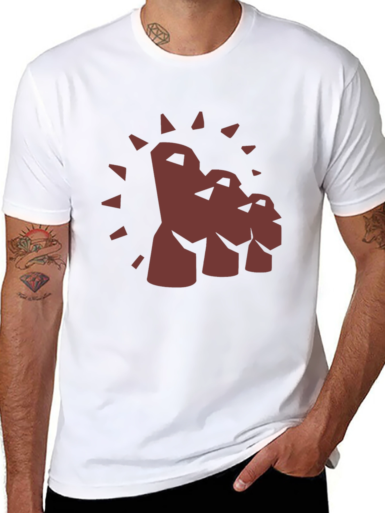 Black Moai Head Graphic Tee - Unique Design view 8