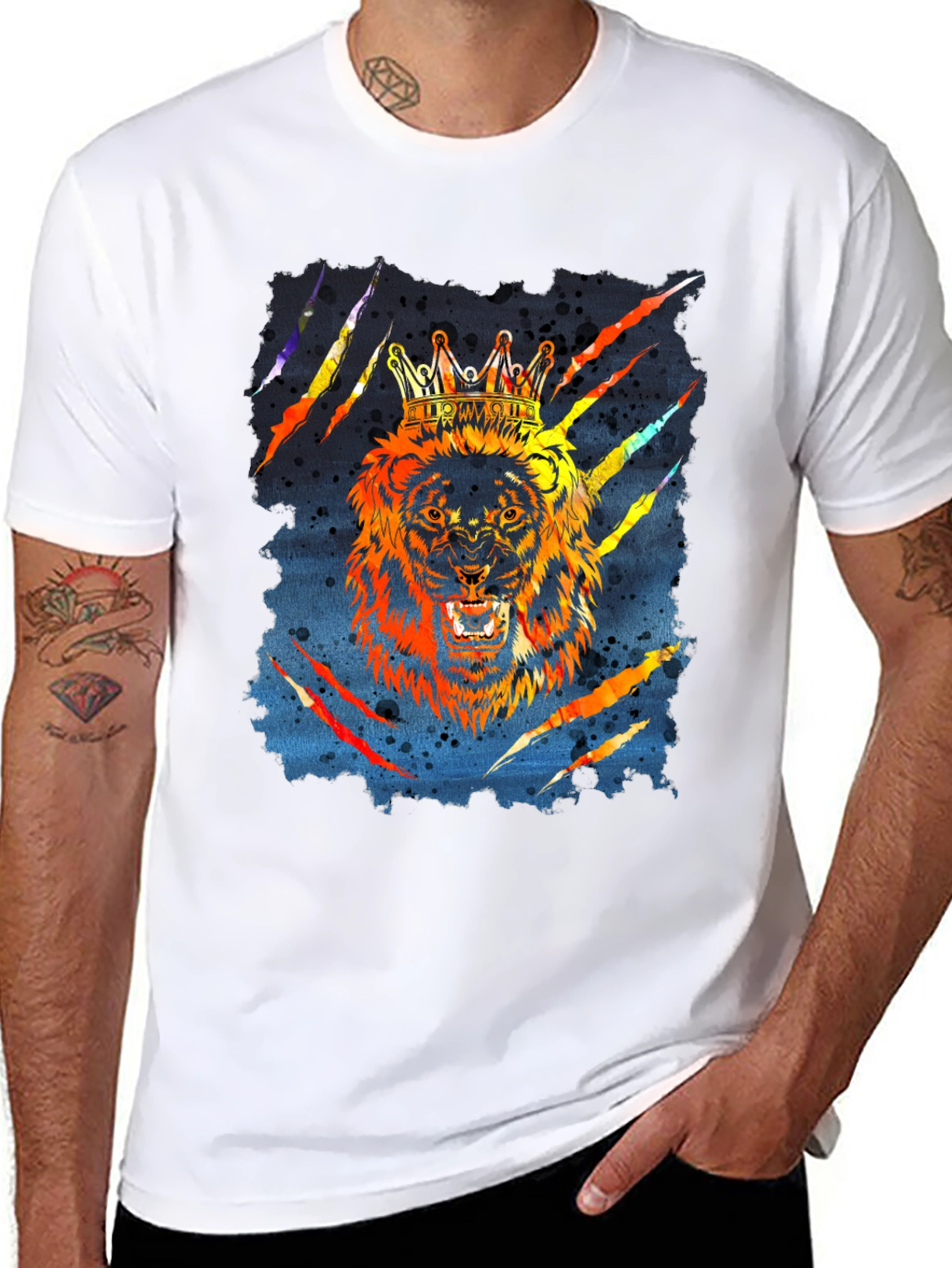 Black King Lion Graphic T-Shirt - Mens Black Tee view 8