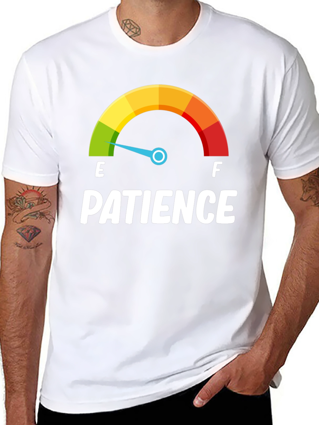 Black Patience Gauge T-Shirt - Runs Low! view 8