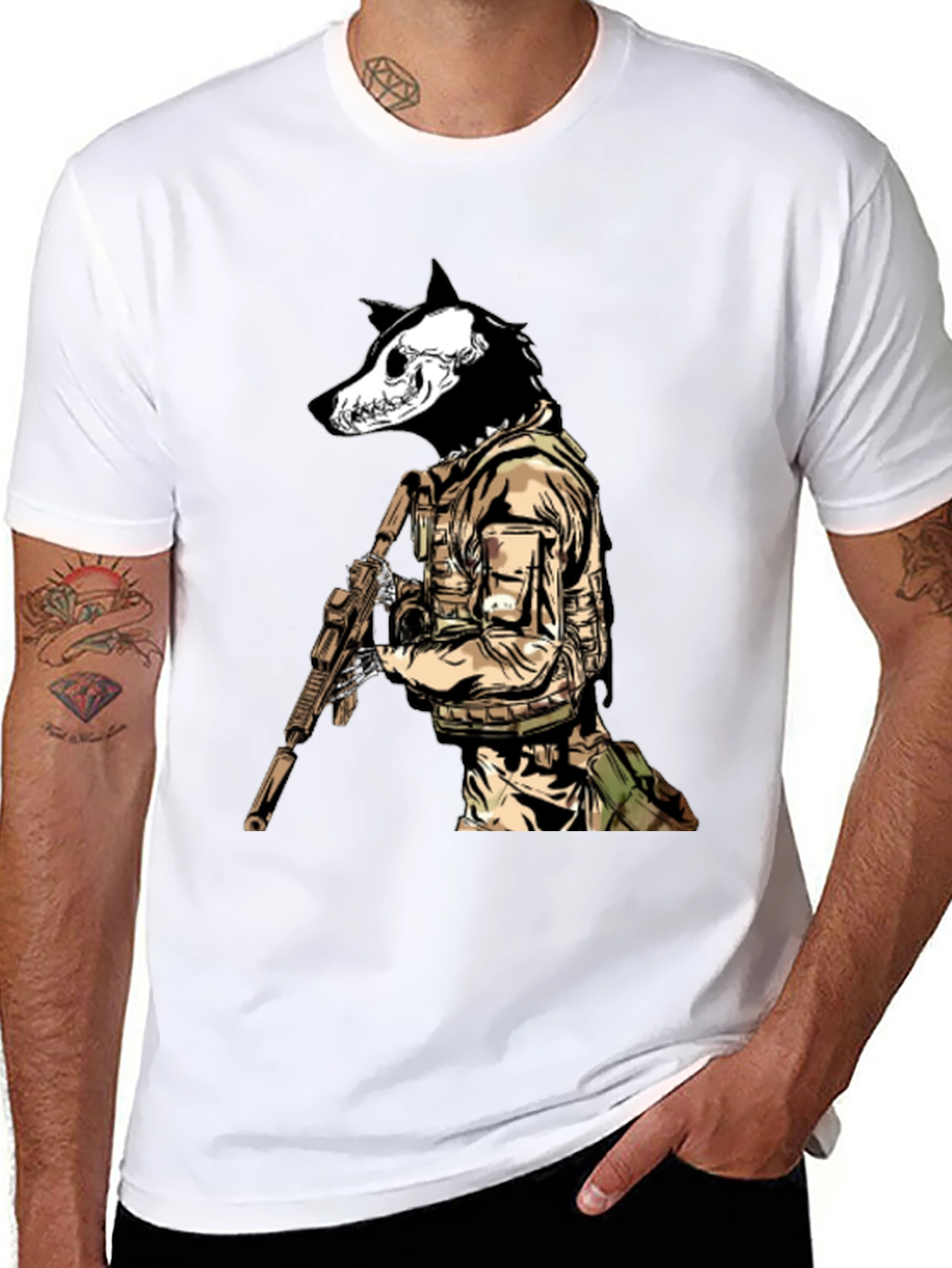 Black Tactical Wolf T-Shirt - Military Style view 8