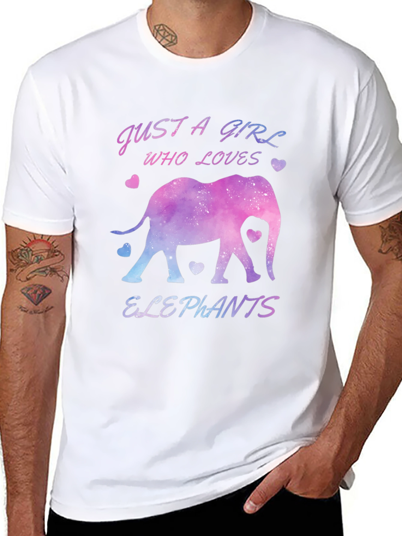 Black Just a Girl Who Loves Elephants T-Shirt view 8