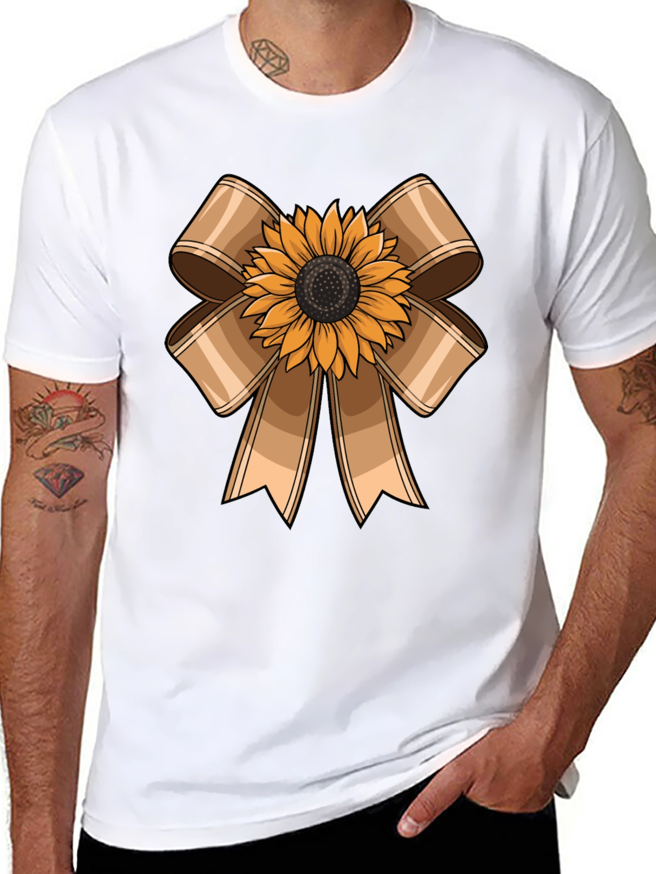 Black Sunflower Bow Graphic Tee - Casual Comfort view 8