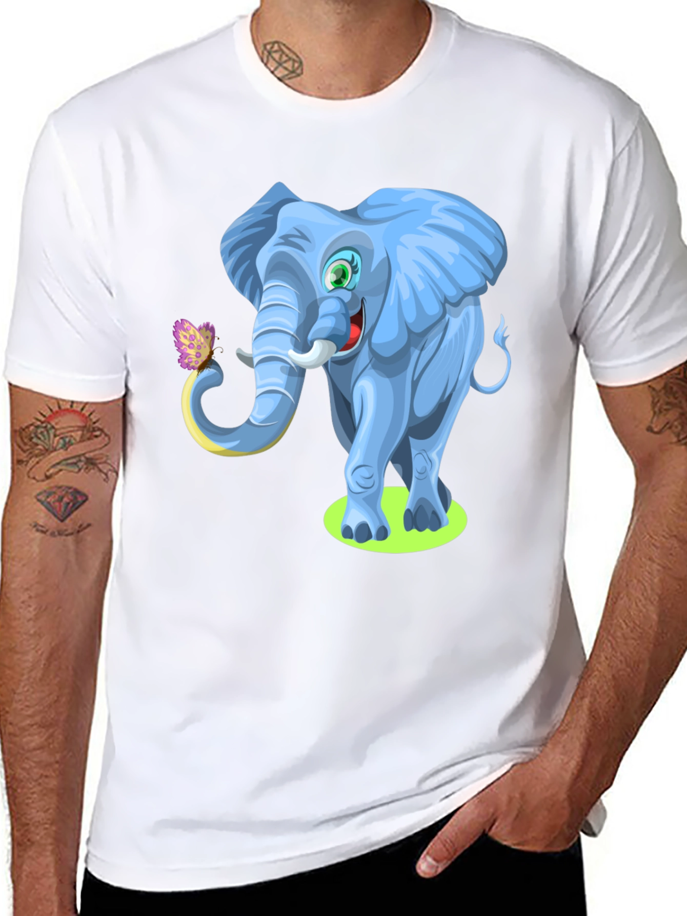 Black Cartoon Elephant Graphic Tee - Soft Cotton Blend view 8