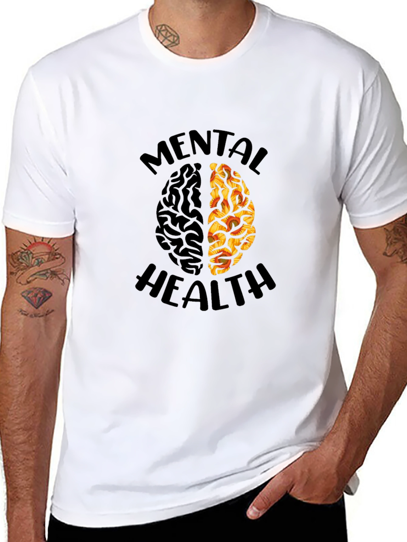 Black Mental Health Brain Graphic T-Shirt view 8