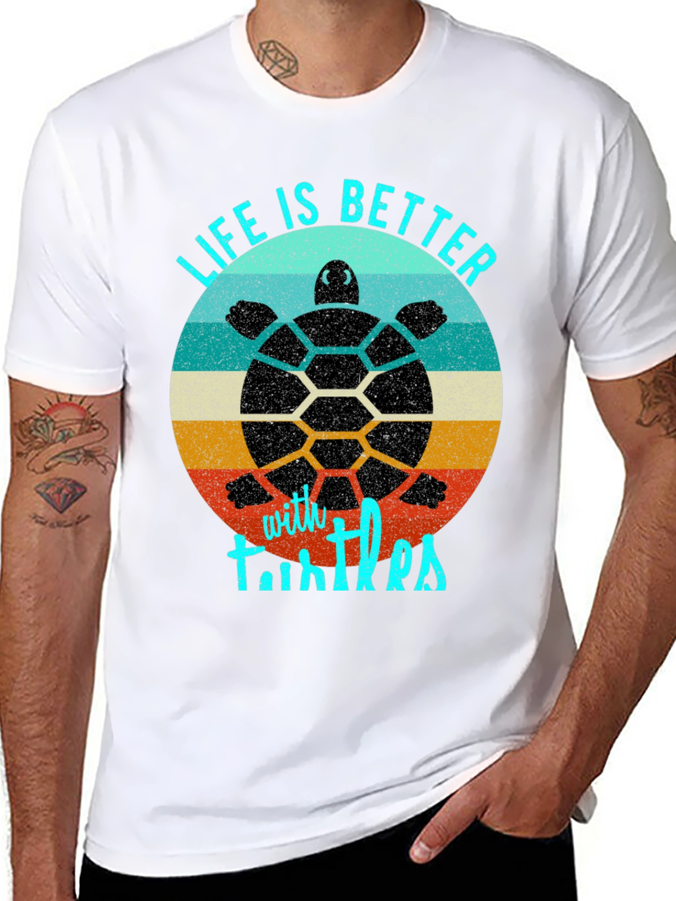 Black Life is Better with Turtles Graphic Tee view 8