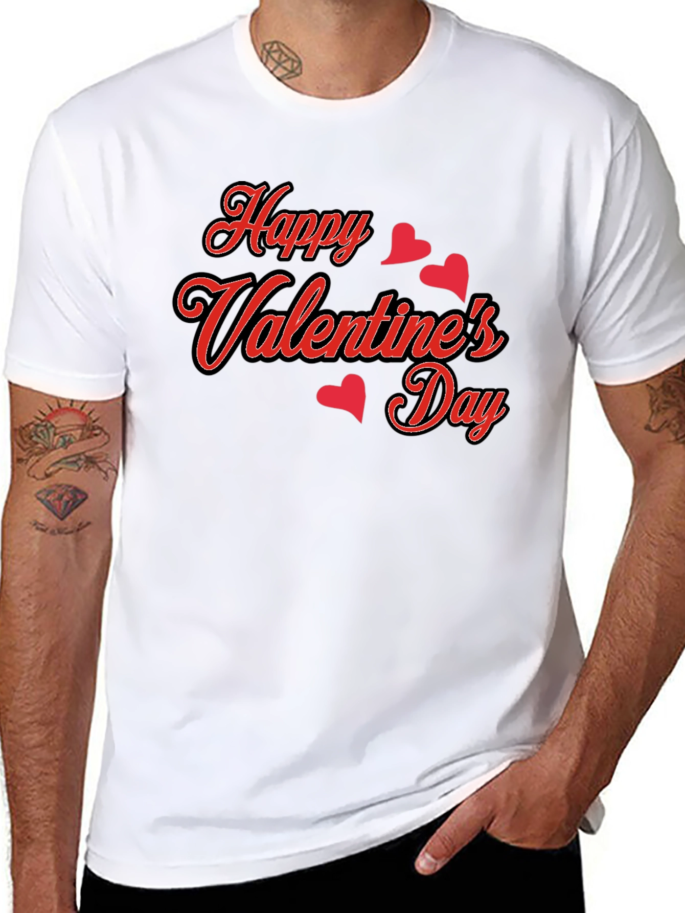 Black Happy Valentine's Day Black Graphic Tee view 8