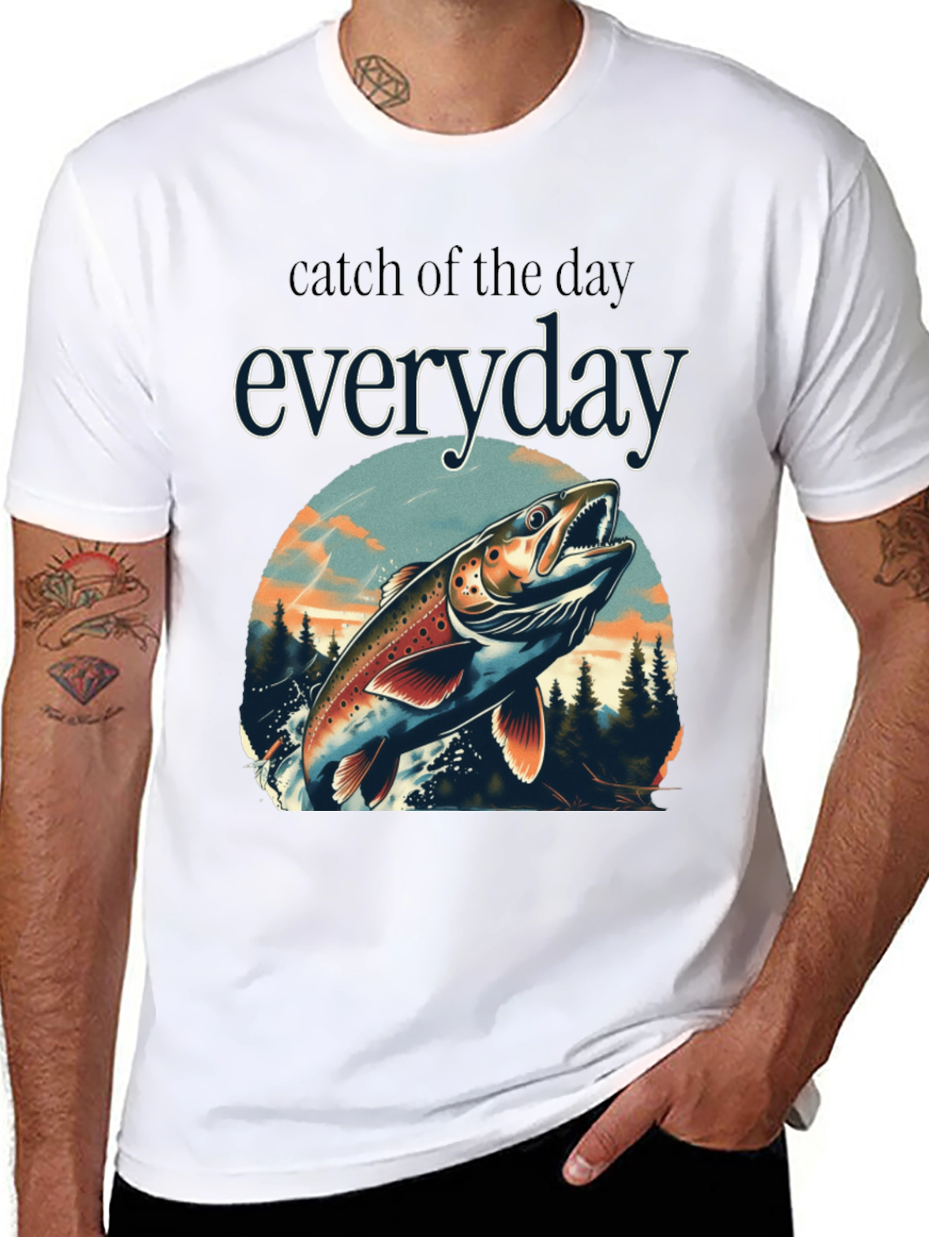 Black Catch of the Day Everyday Fishing T-Shirt view 8