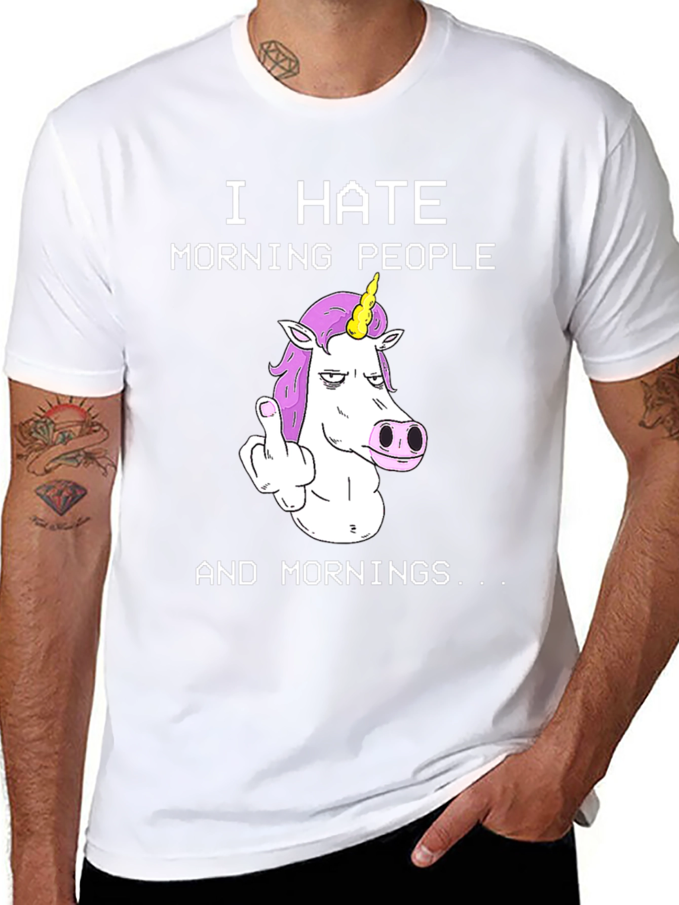 I Hate Morning People Unicorn Graphic Tee - 8