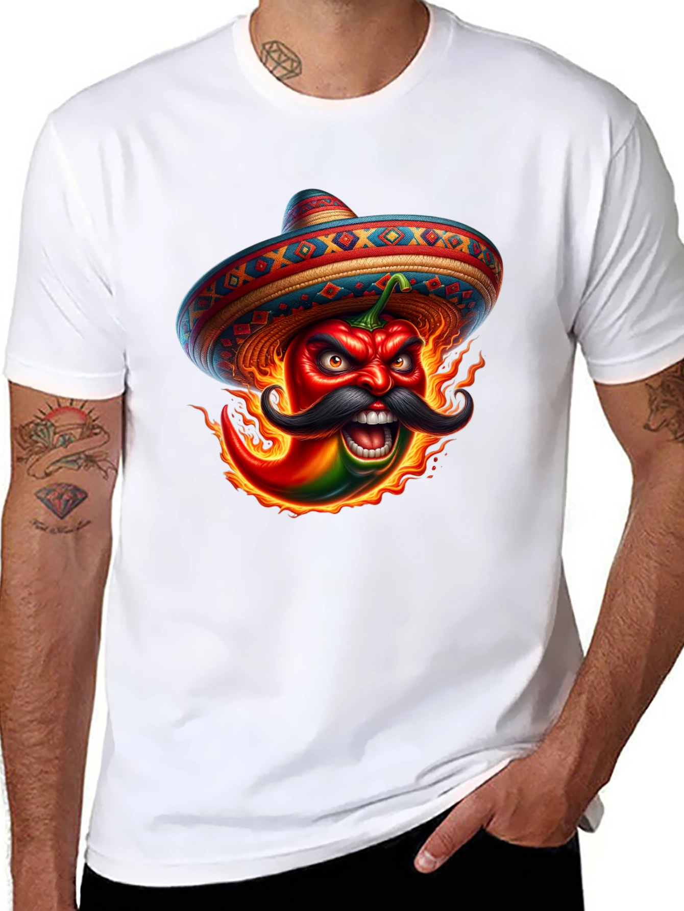 Black Fiery Pepper Sombrero Graphic Tee view 8
