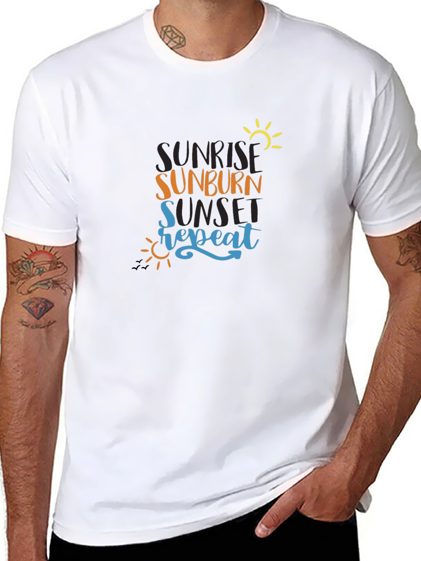 Black Sunrise Sunburn Sunset Repeat Graphic Tee view 8
