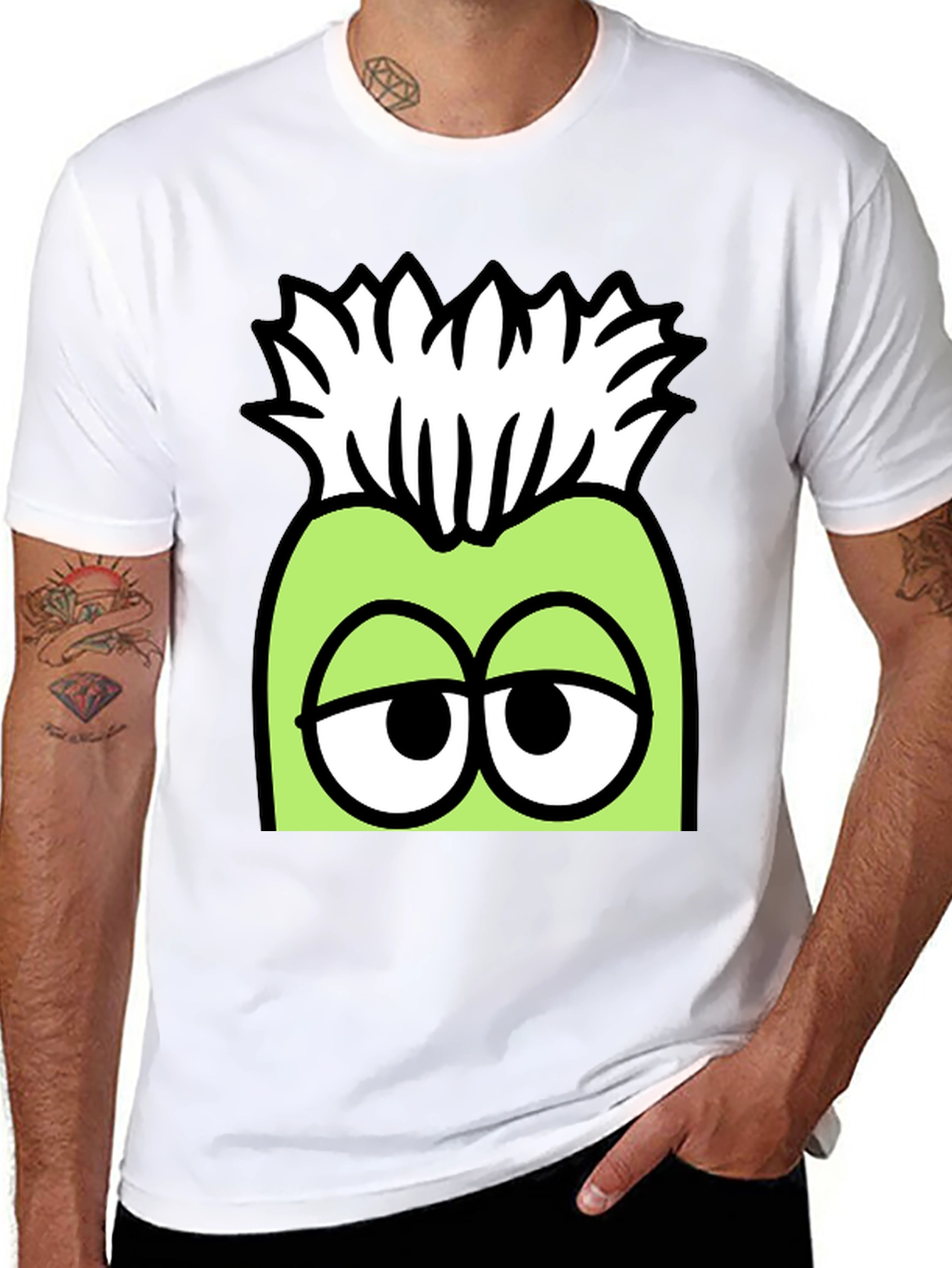 Black Funny Cartoon Character Graphic T-Shirt view 8